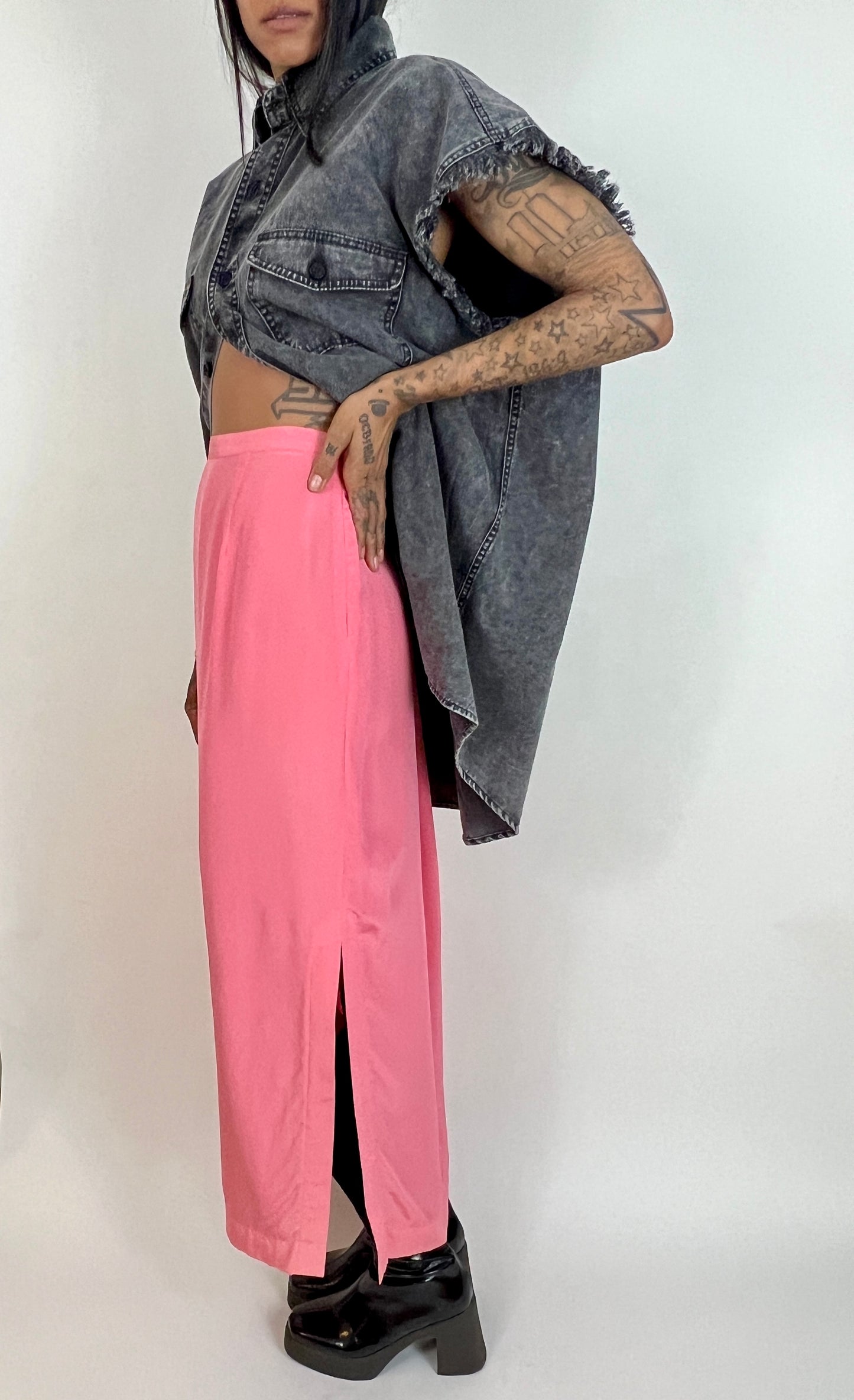 STRUCTURED SILK MAXI SKIRT