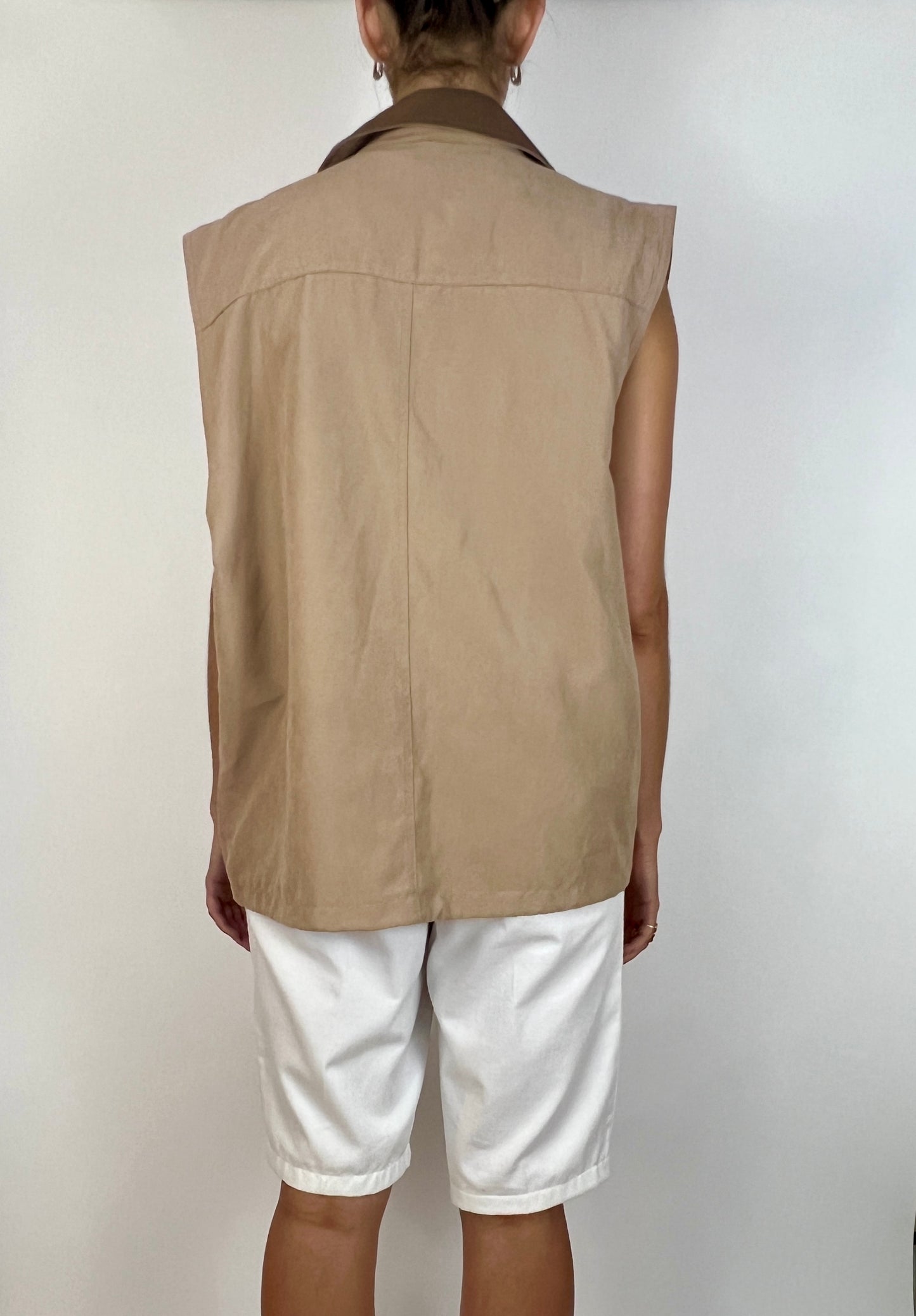 OVERSIZED UTILITY COTTON VEST, EARTH