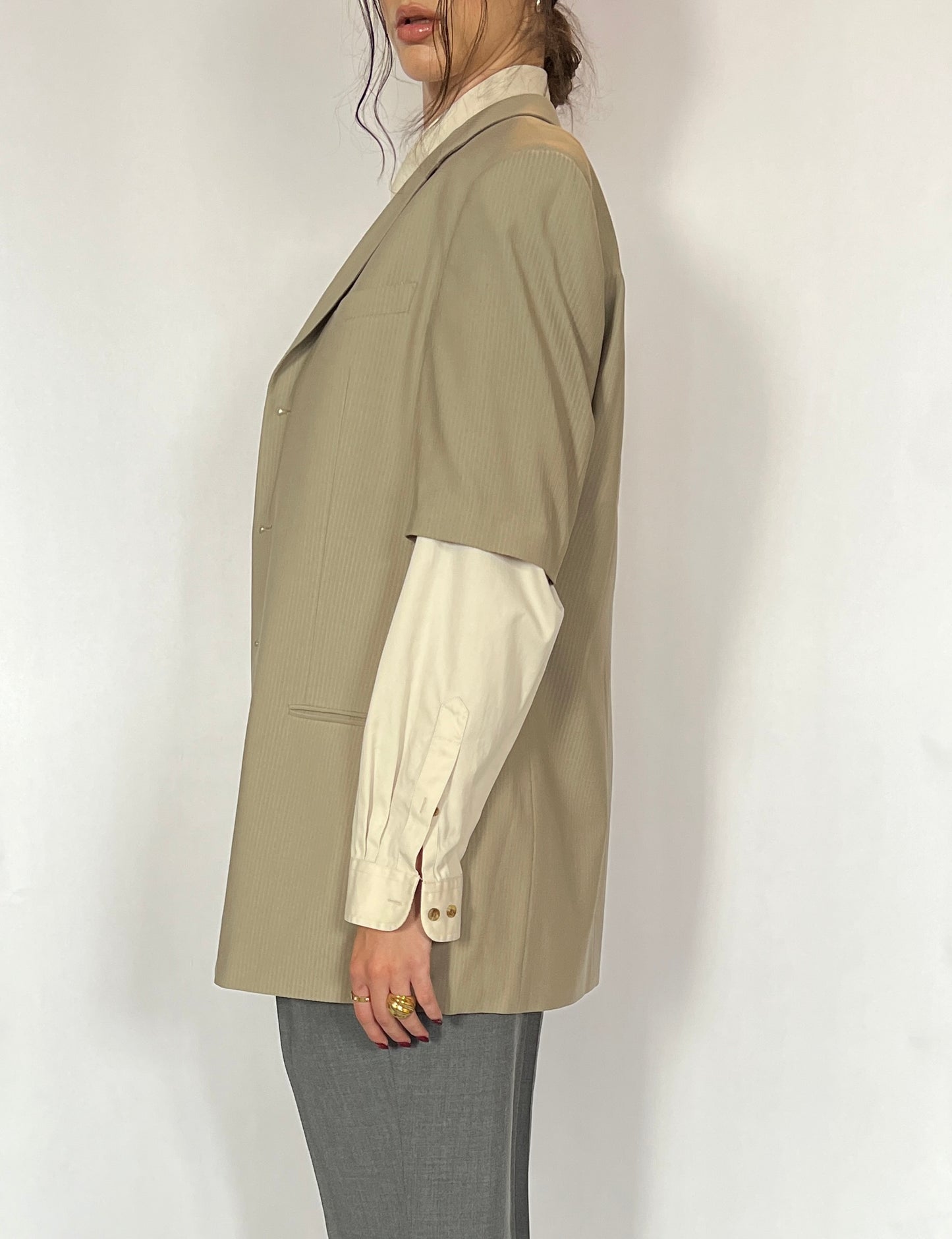 CUSTOM VTG YVES SAINT LAURENT BLAZER, CROPPED SLEEVES