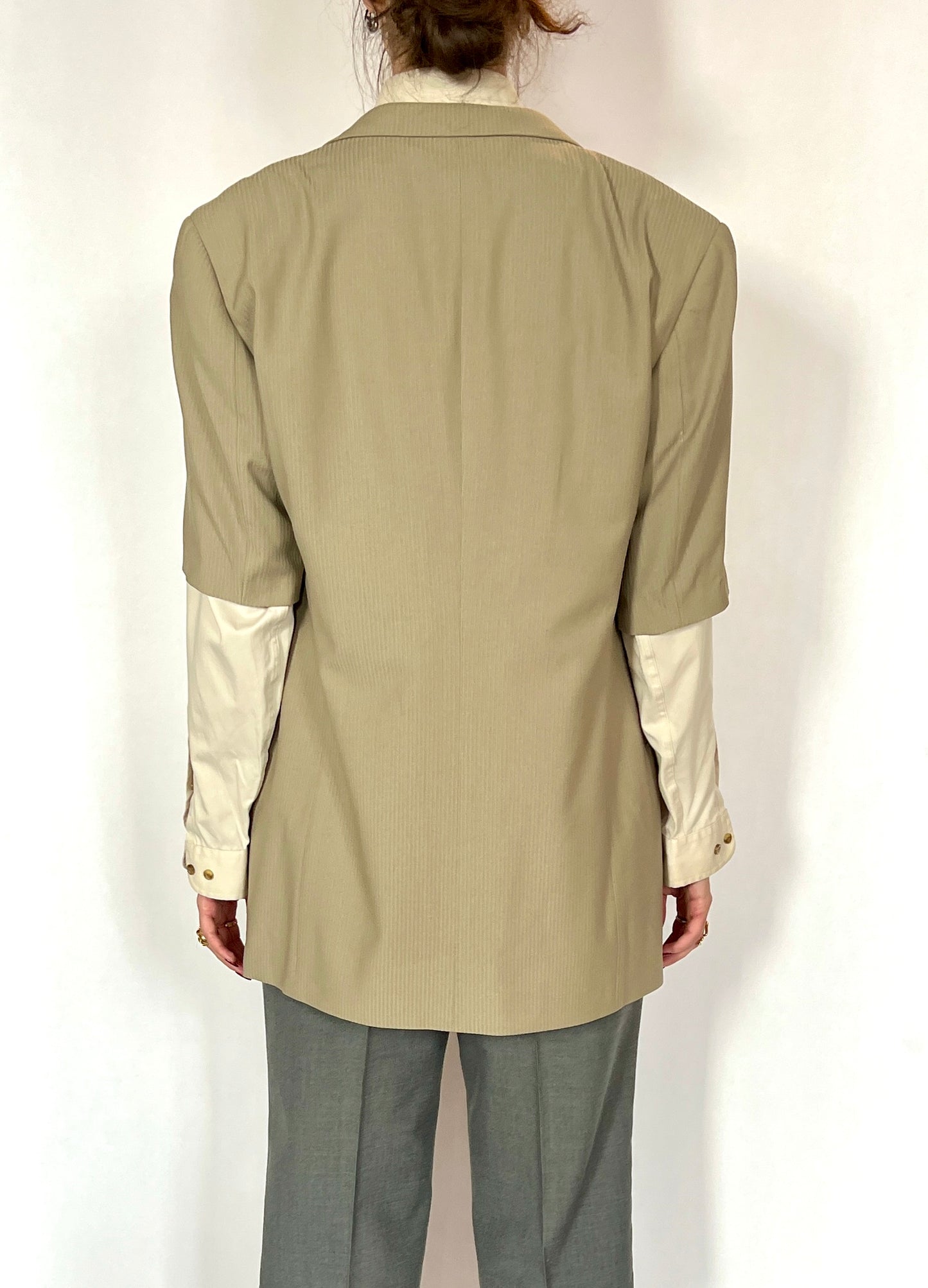 CUSTOM VTG YVES SAINT LAURENT BLAZER, CROPPED SLEEVES