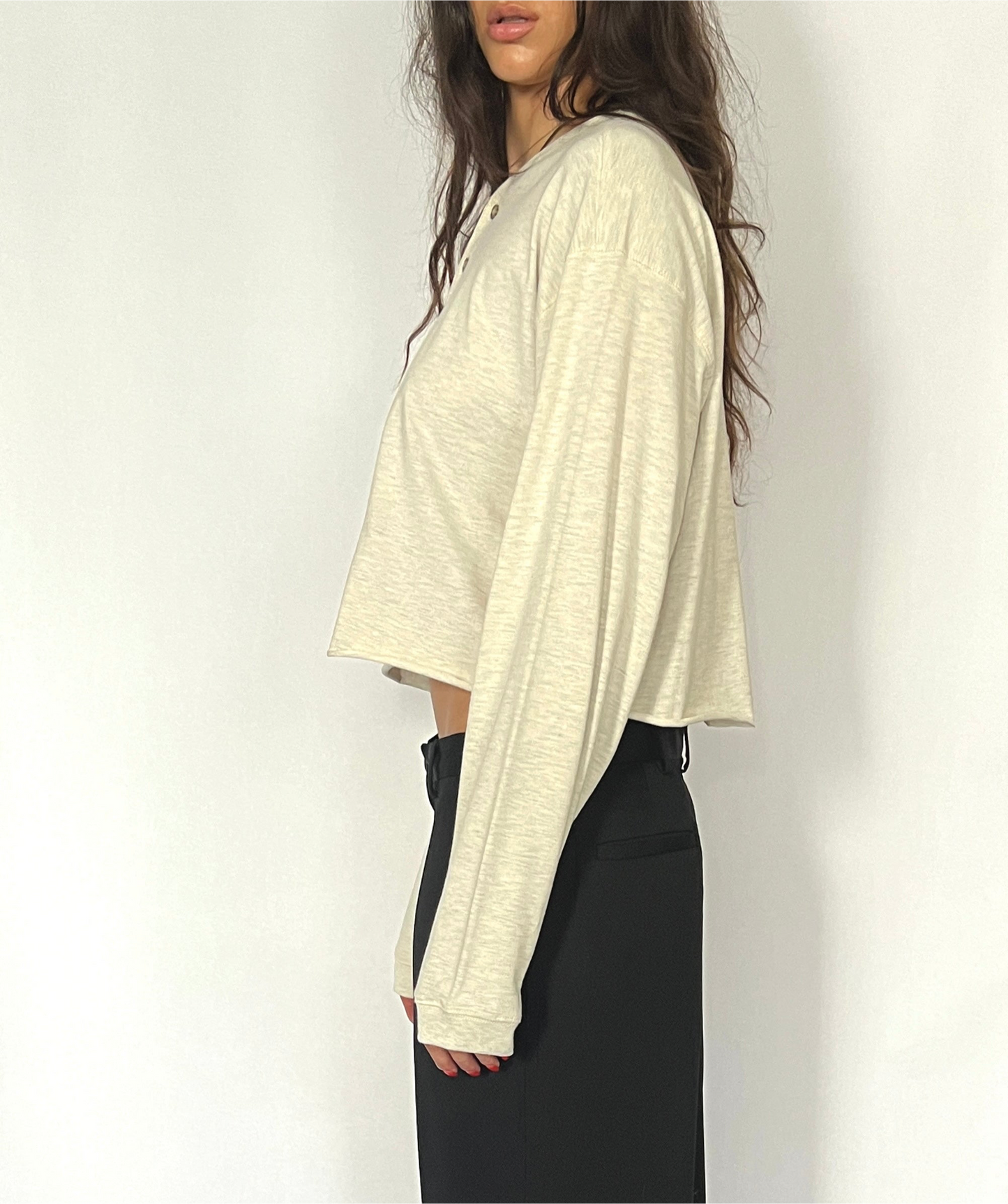 CUSTOM VTG COTTON PULLOVER, SILT.  CROPPED