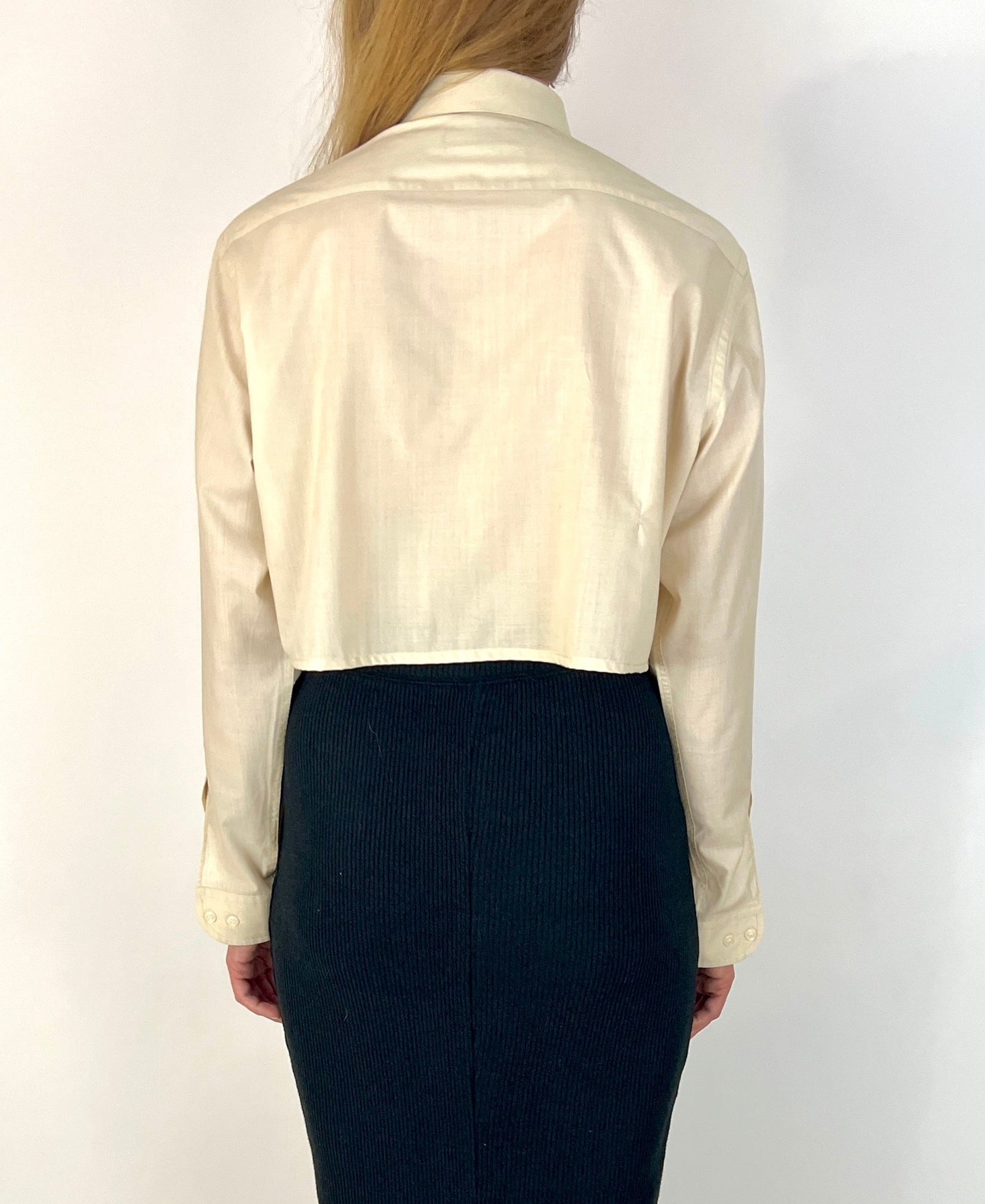 CUSTOM VTG YSL, CUSTARD. CUT-OUT COLLAR, CROPPED