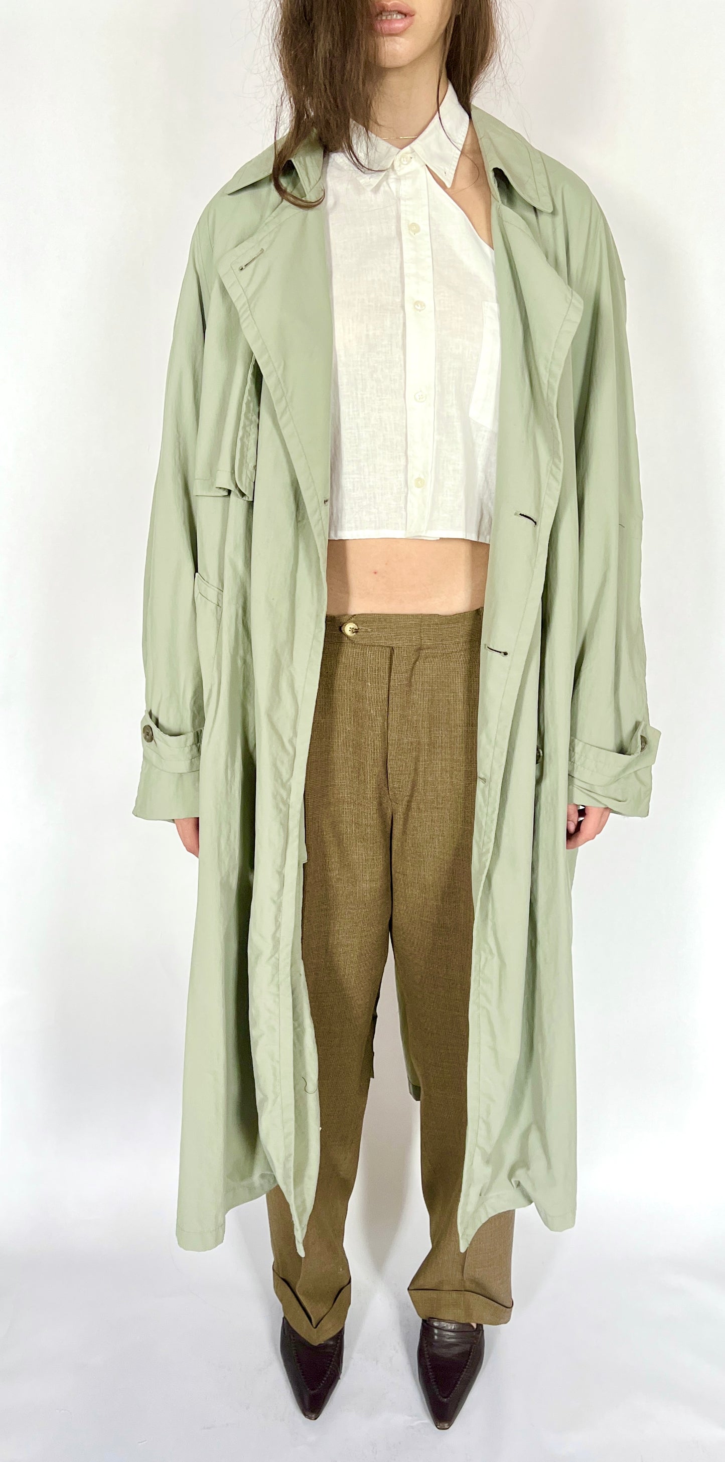 1980S CHRISTIAN DIOR OVERSIZED TRENCH COAT, MOSS