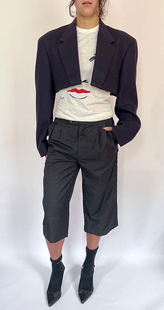 CUSTOM CASHMERE OVERSIZED BLAZER, NAVY.  BOLERO