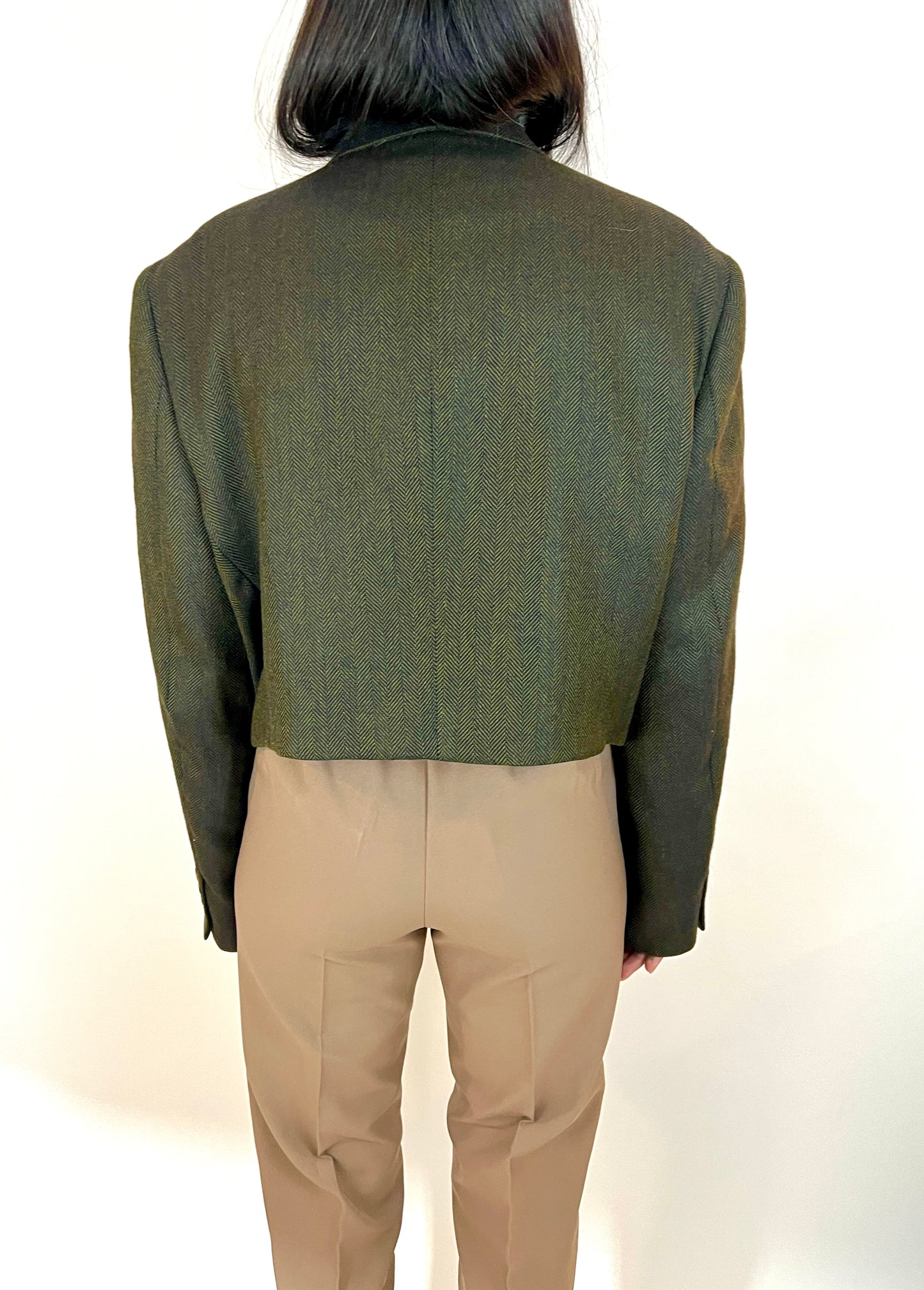 CUSTOM VTG OSCAR DE LA RENTA CROPPED BLAZER, WOODS