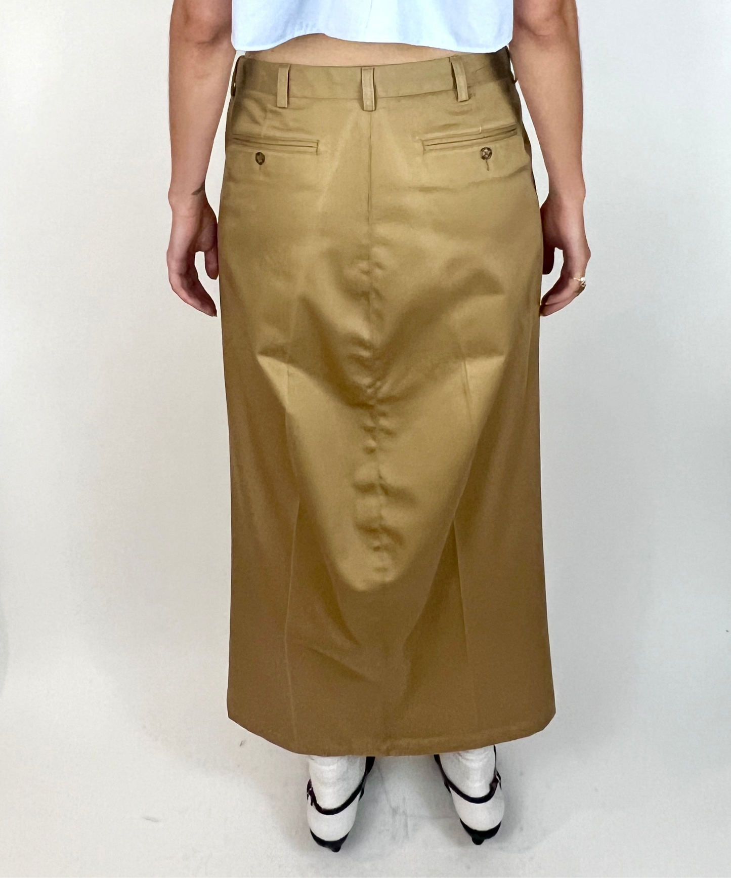 CUSTOM VTG COTTON TROUSER MAXI SKIRT, BRANCH