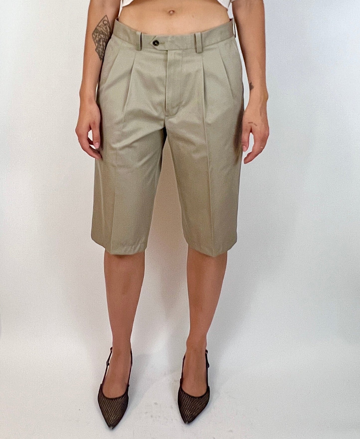 CUSTOM VTG COTTON WIDE LEG LONG SHORTS, WREN