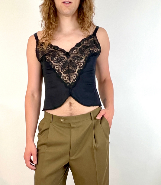 SCALLOPED SHEER LACE CAMISOLE TANK