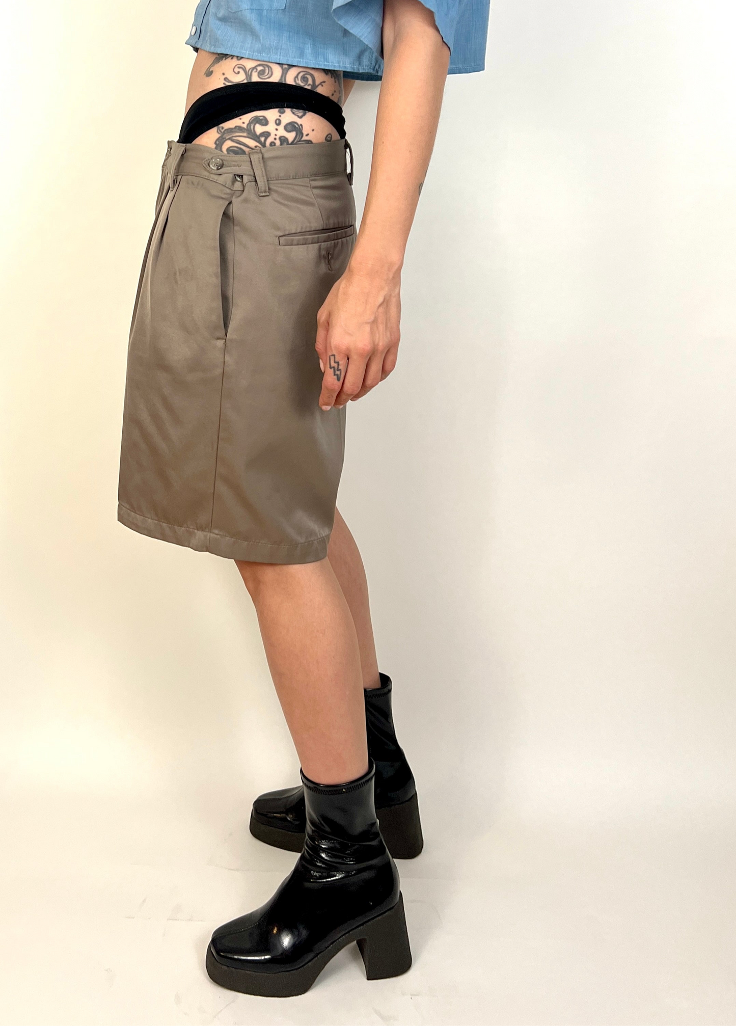 BERMUDA WIDE LEG COTTON SHORTS, TWIG