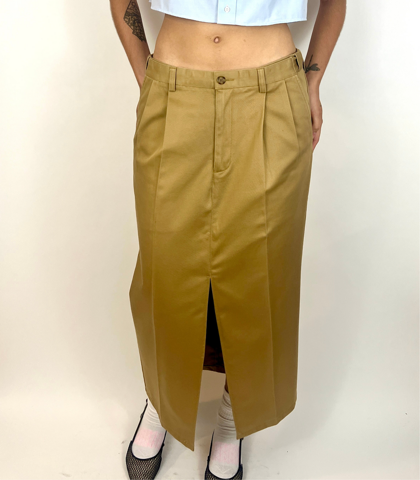 CUSTOM VTG COTTON TROUSER MAXI SKIRT, BRANCH