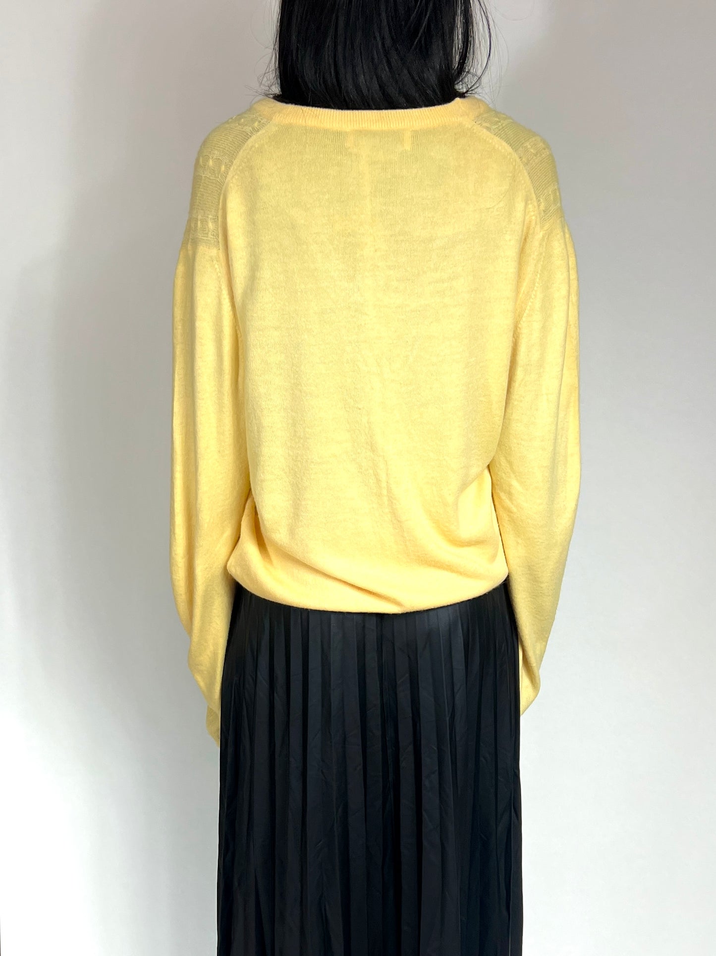 1980S CHRISTIAN DIOR V-NECK SWEATER, CABLE KNIT CANARY