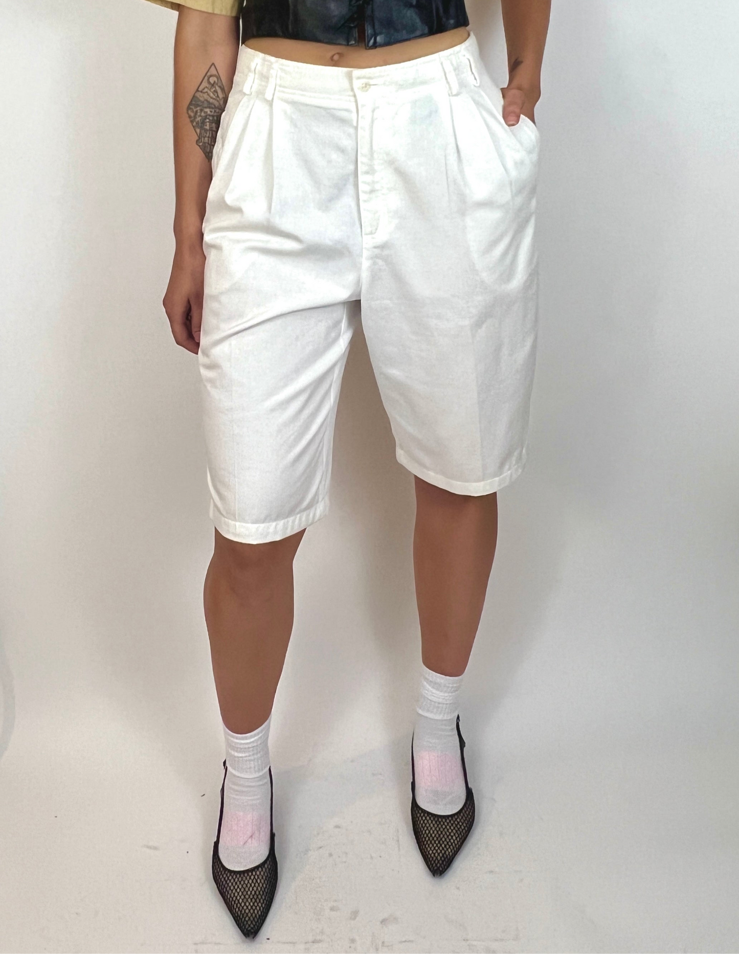 CUSTOM VTG COTTON BERMUDA SHORTS, ICE