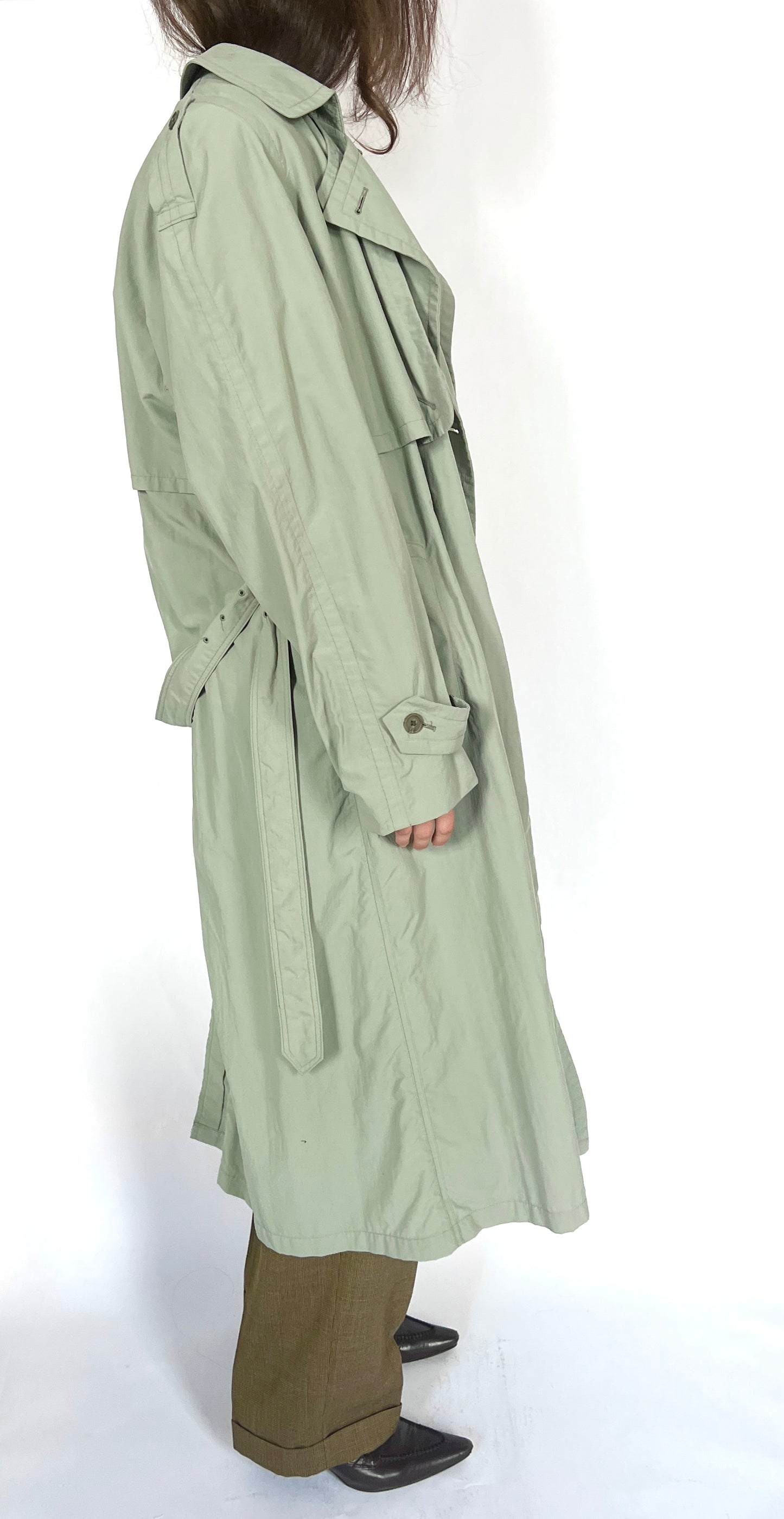 1980S CHRISTIAN DIOR OVERSIZED TRENCH COAT, MOSS