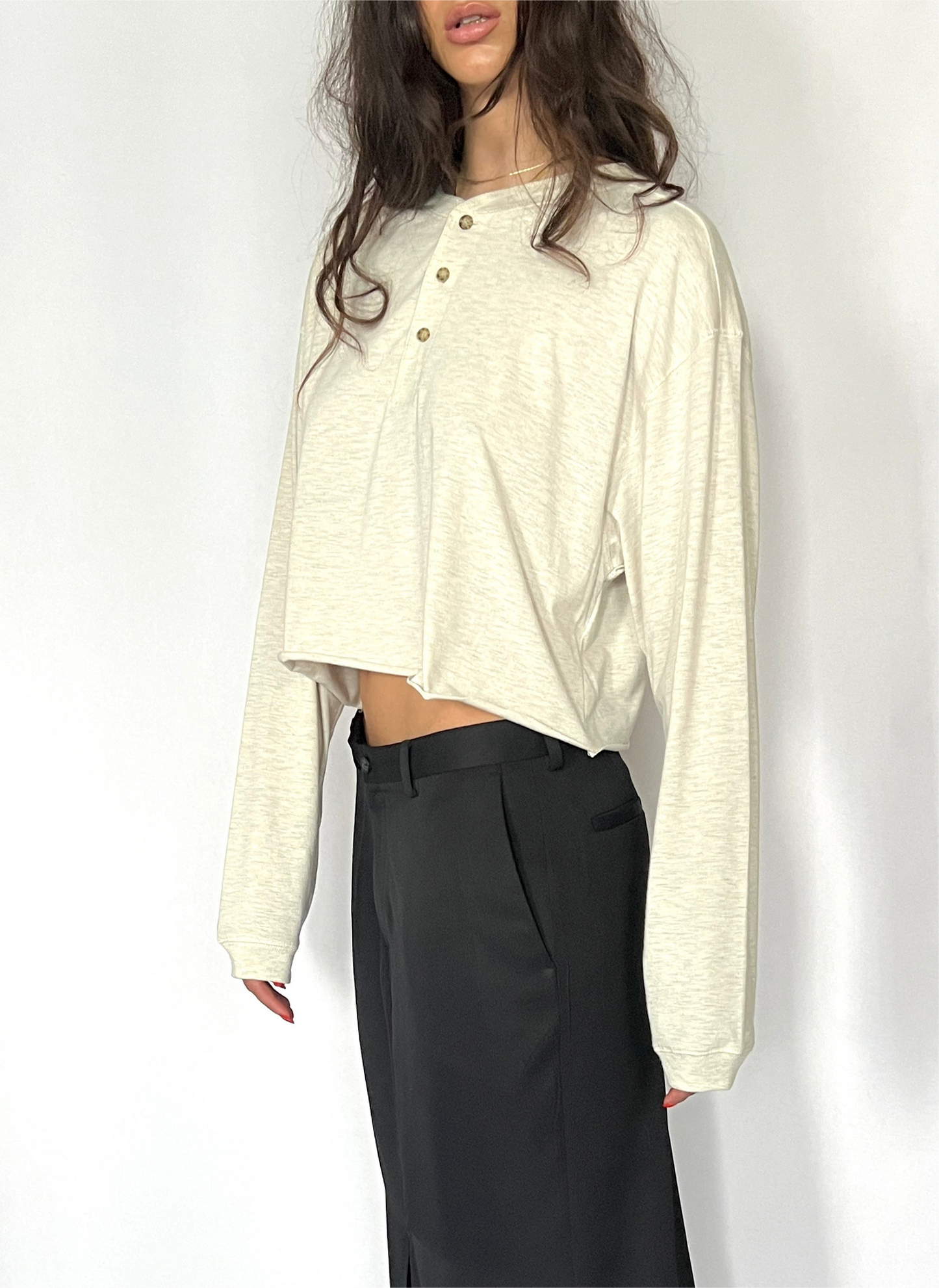 CUSTOM VTG COTTON PULLOVER, SILT.  CROPPED