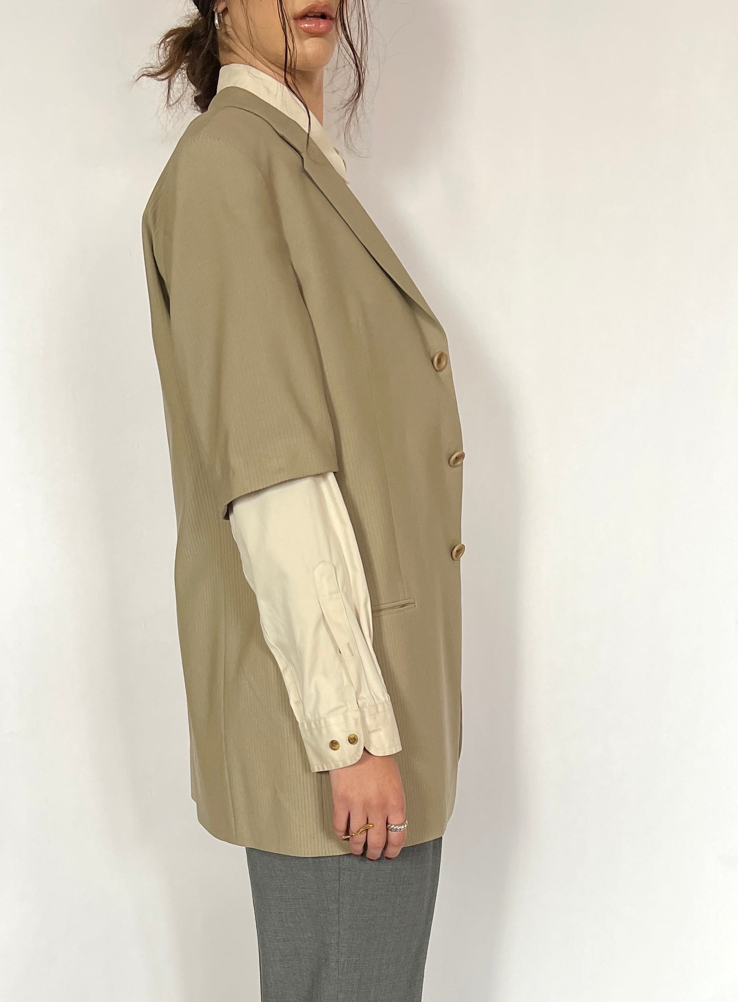 CUSTOM VTG YVES SAINT LAURENT BLAZER, CROPPED SLEEVES