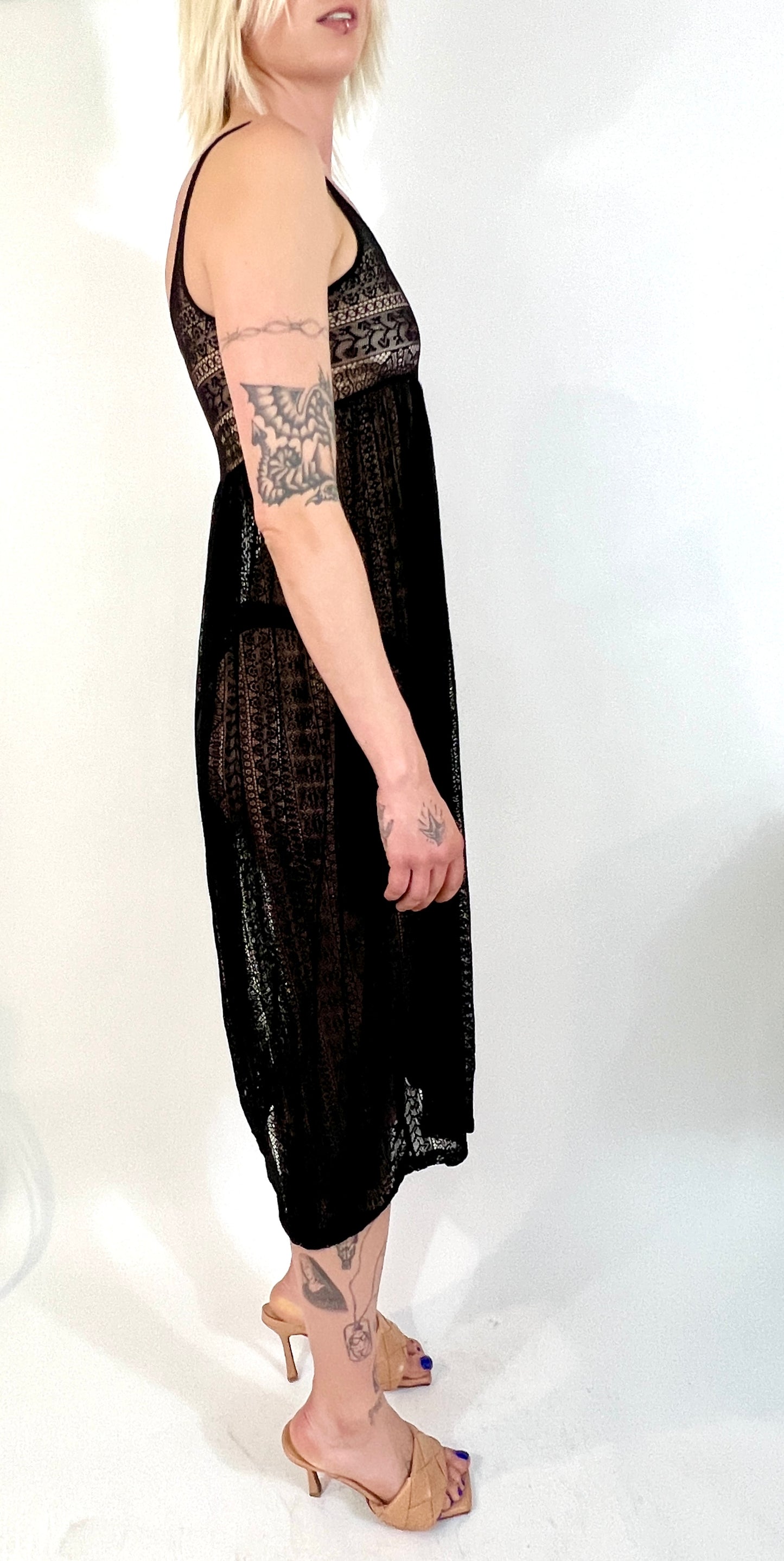 ARCHIVES: BLACK SHEER LACE SLIP DRESS