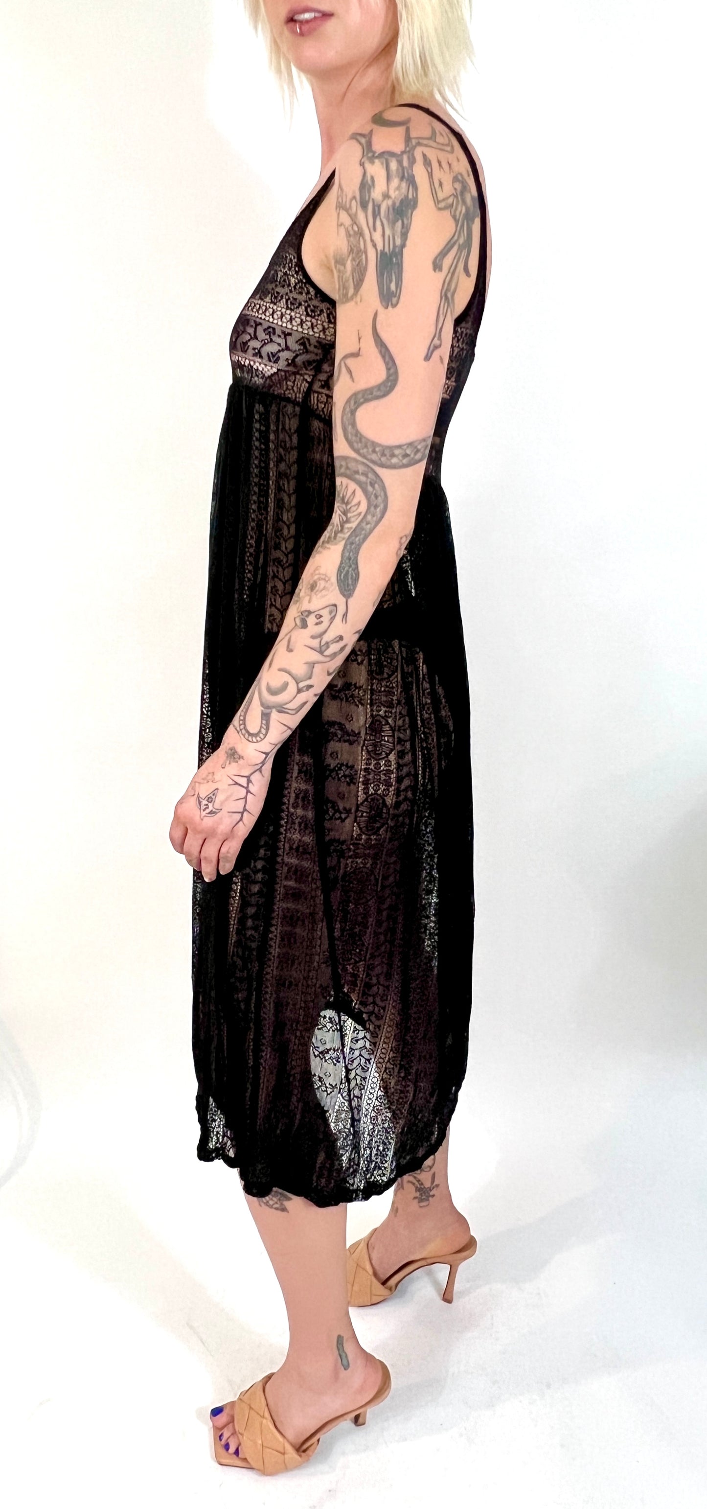 ARCHIVES: BLACK SHEER LACE SLIP DRESS