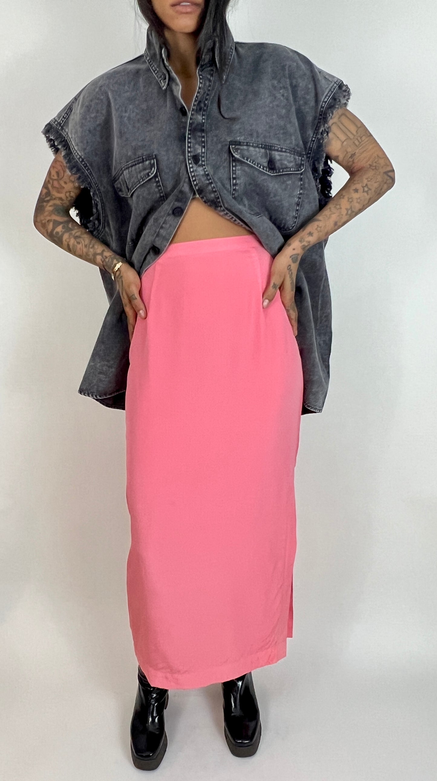 STRUCTURED SILK MAXI SKIRT