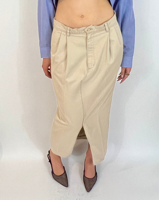 CUSTOM VTG TROUSER MAXI SKIRT, SEA OAT