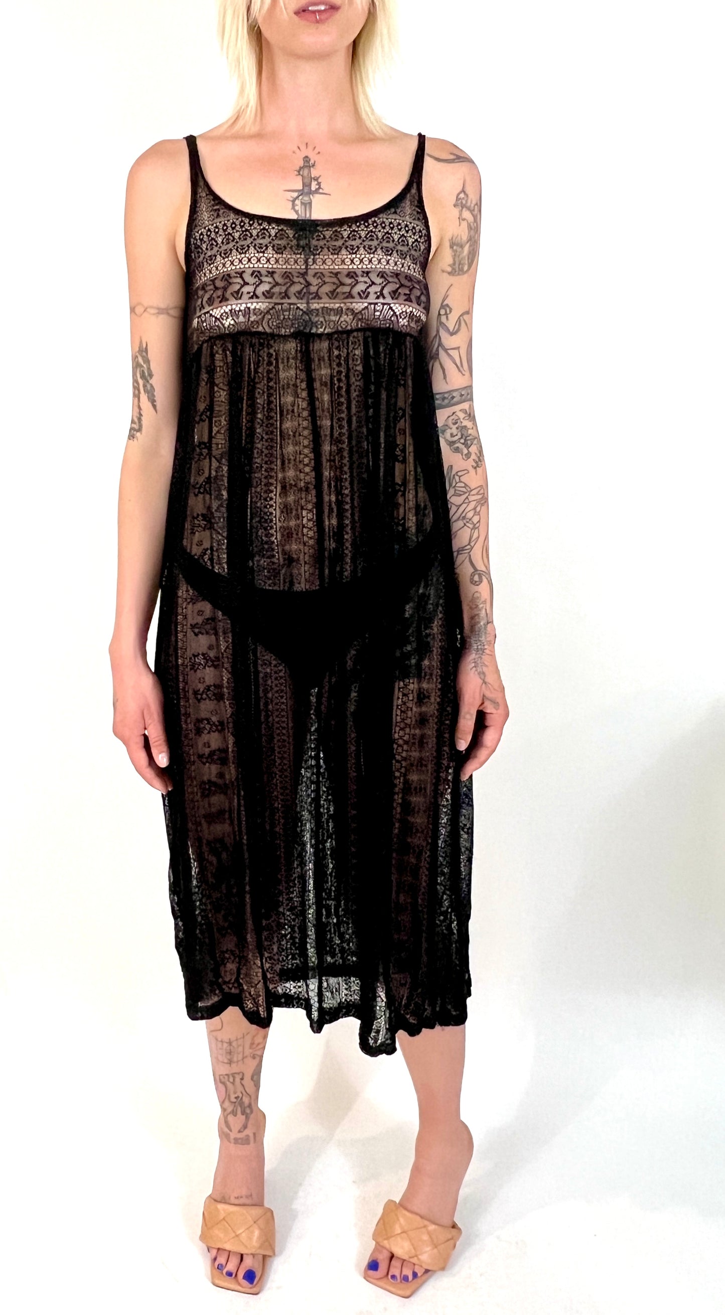 ARCHIVES: BLACK SHEER LACE SLIP DRESS