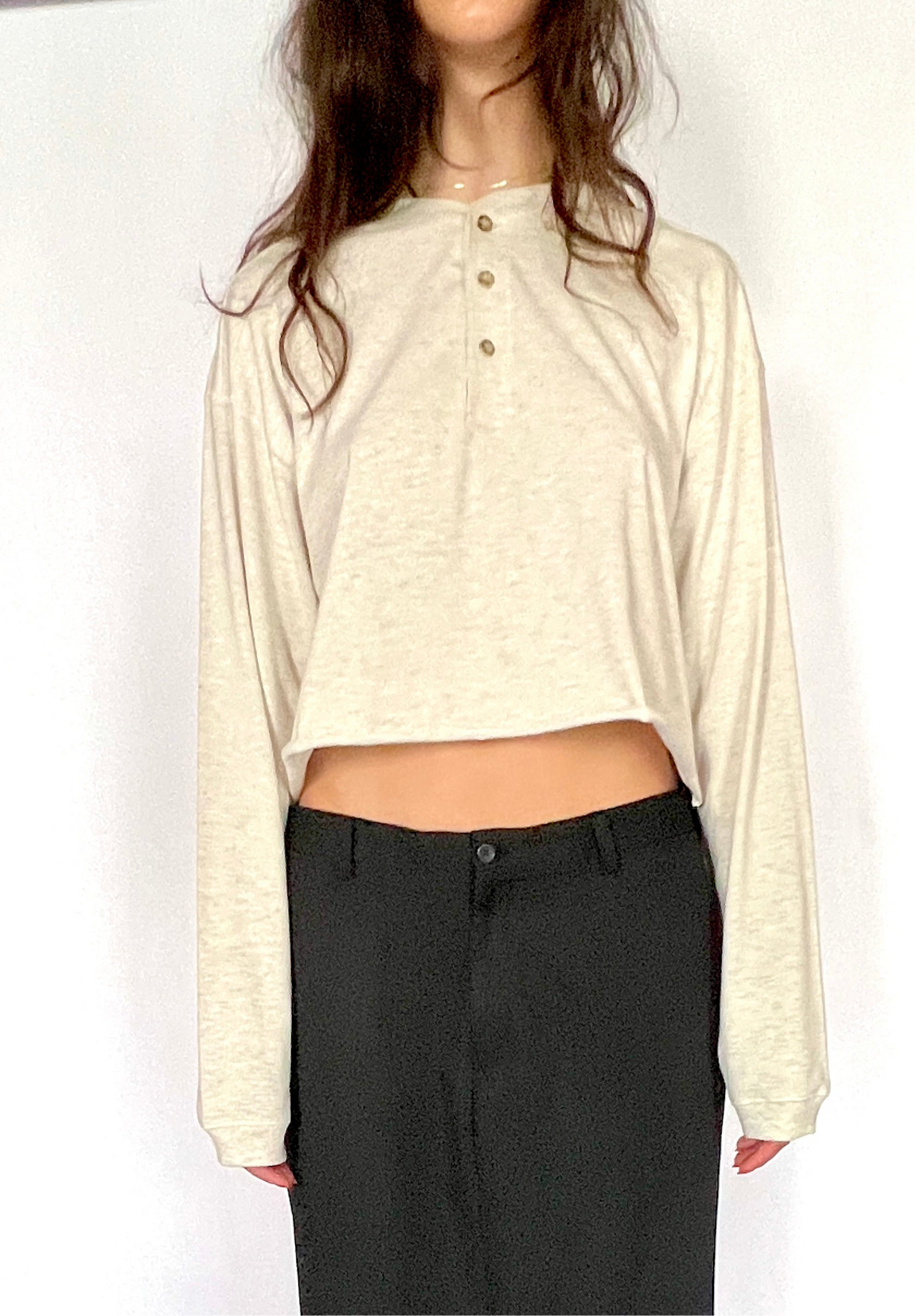 CUSTOM VTG COTTON PULLOVER, SILT.  CROPPED