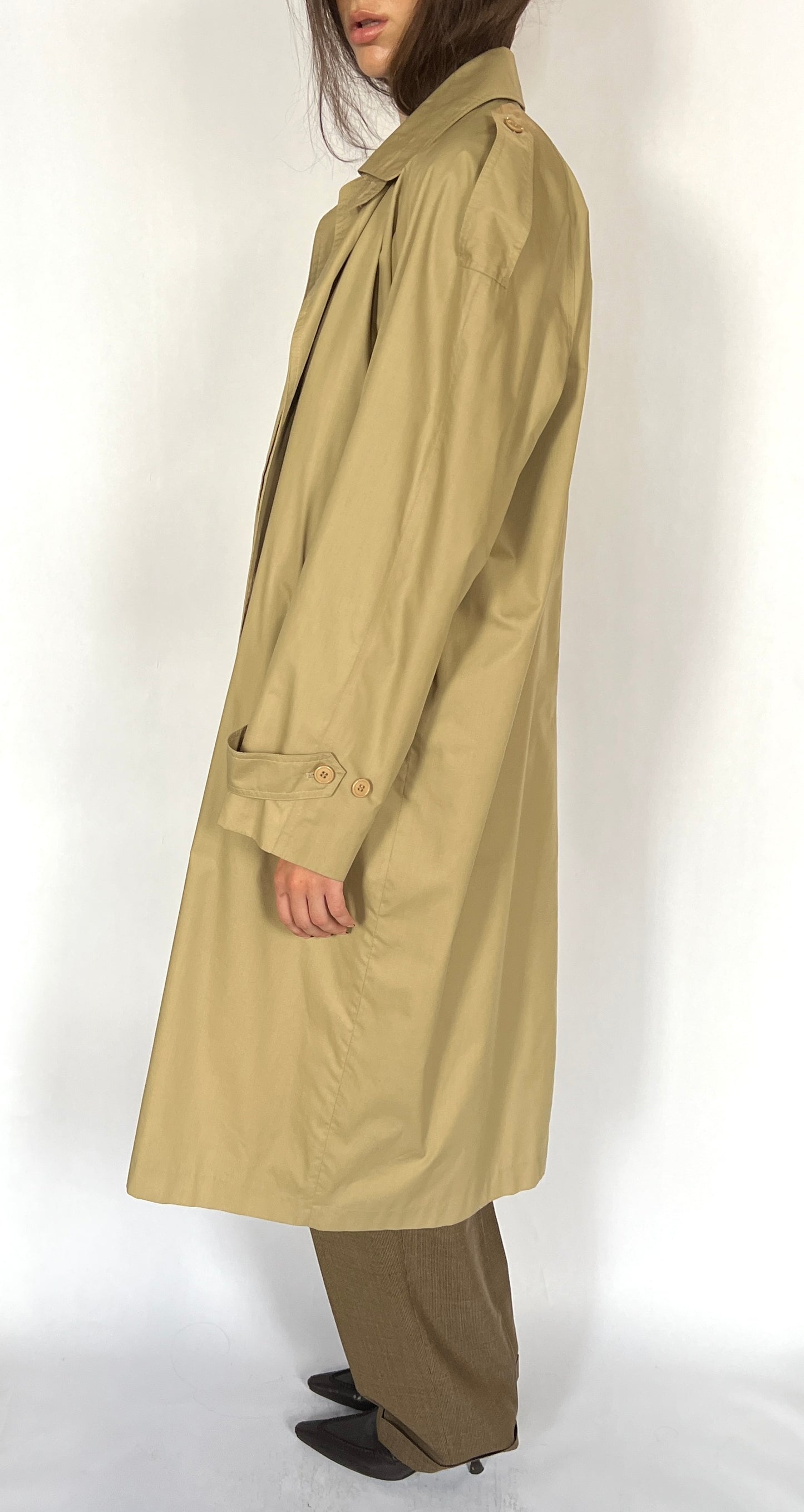 1980S YVES SAINT LAURENT OVERSIZED TRENCH COAT, PINE