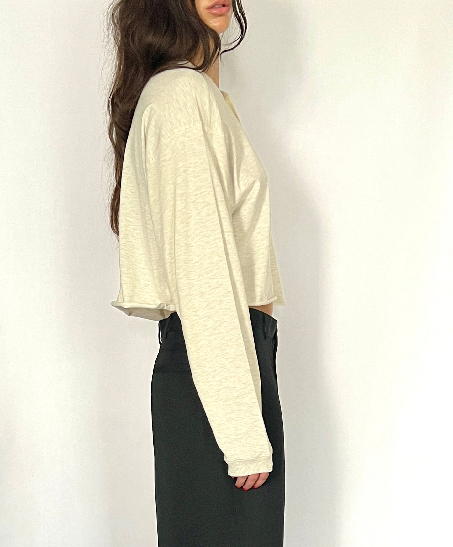 CUSTOM VTG COTTON PULLOVER, SILT.  CROPPED