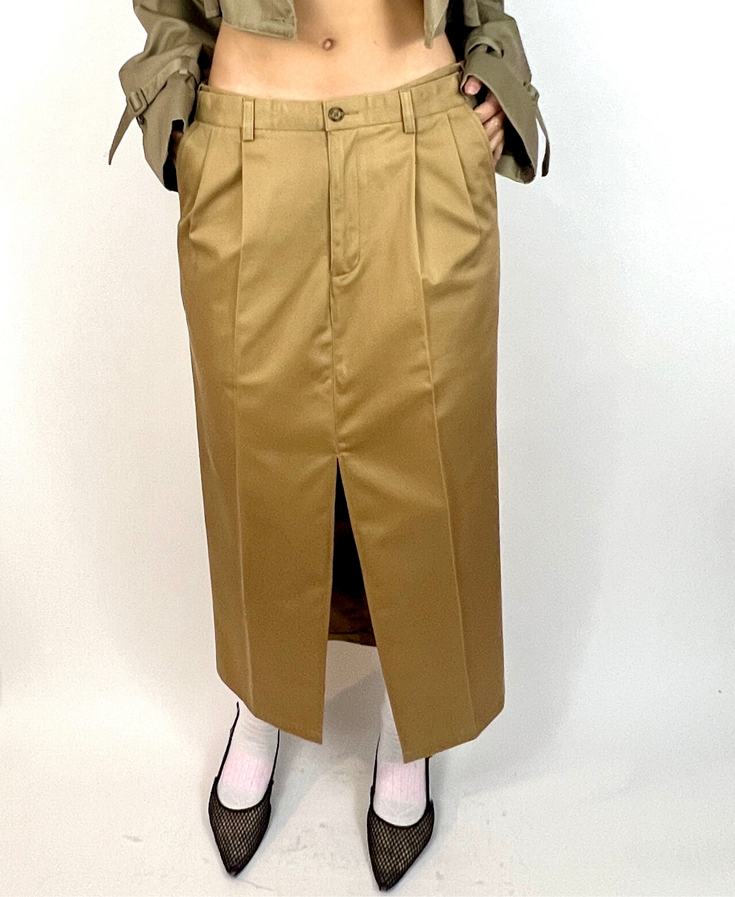 CUSTOM VTG COTTON TROUSER MAXI SKIRT, BRANCH