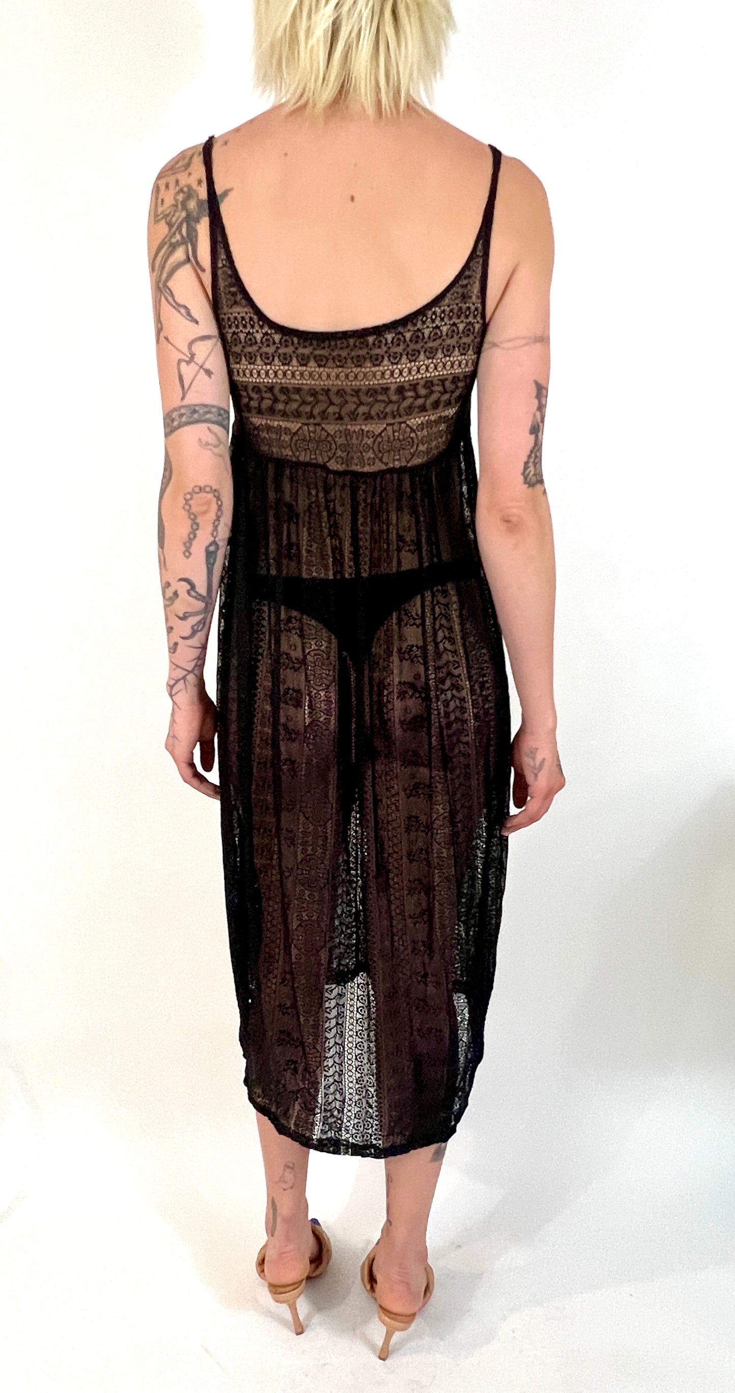 ARCHIVES: BLACK SHEER LACE SLIP DRESS