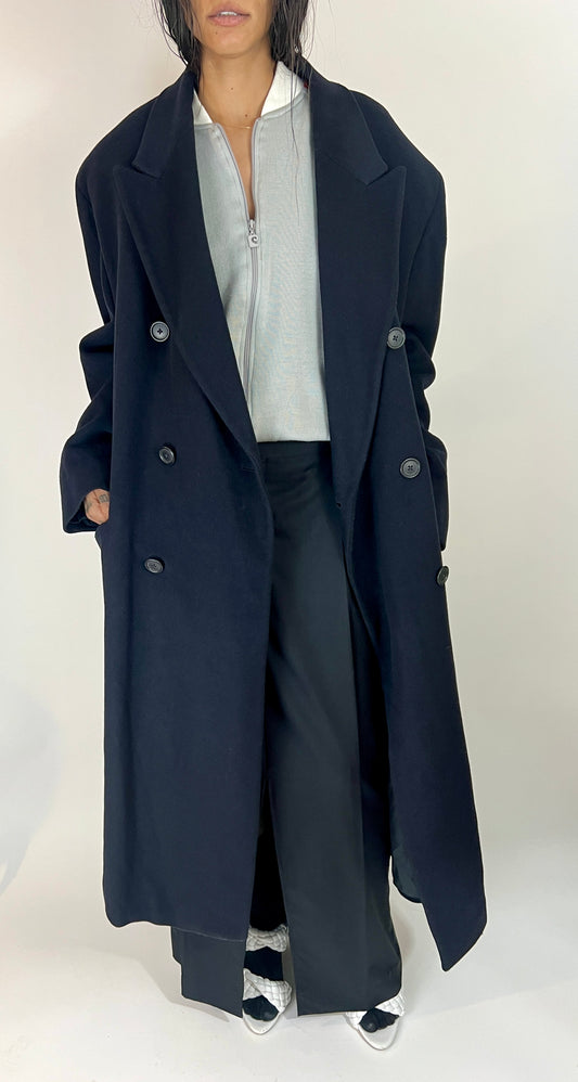 RALPH LAUREN OVERSIZED WOOL COAT, OBSIDIAN