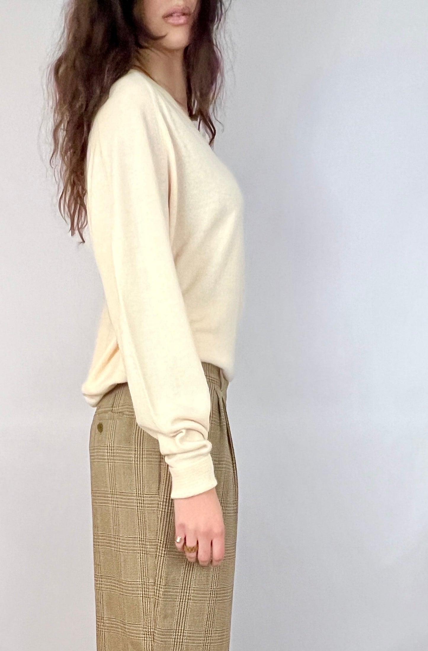 1980S CHRISTIAN DIOR V-NECK SWEATER, CUSTARD