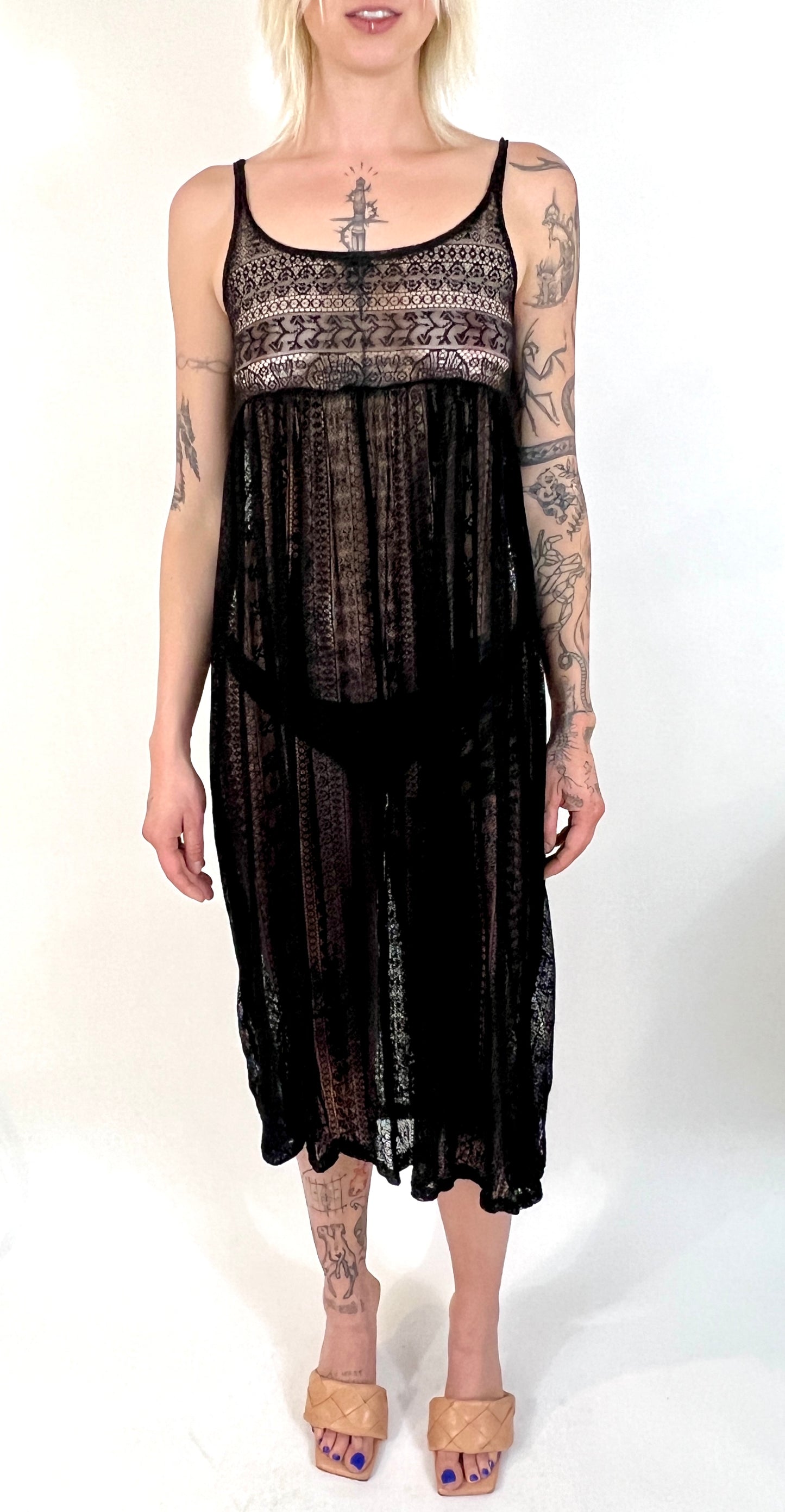 ARCHIVES: BLACK SHEER LACE SLIP DRESS