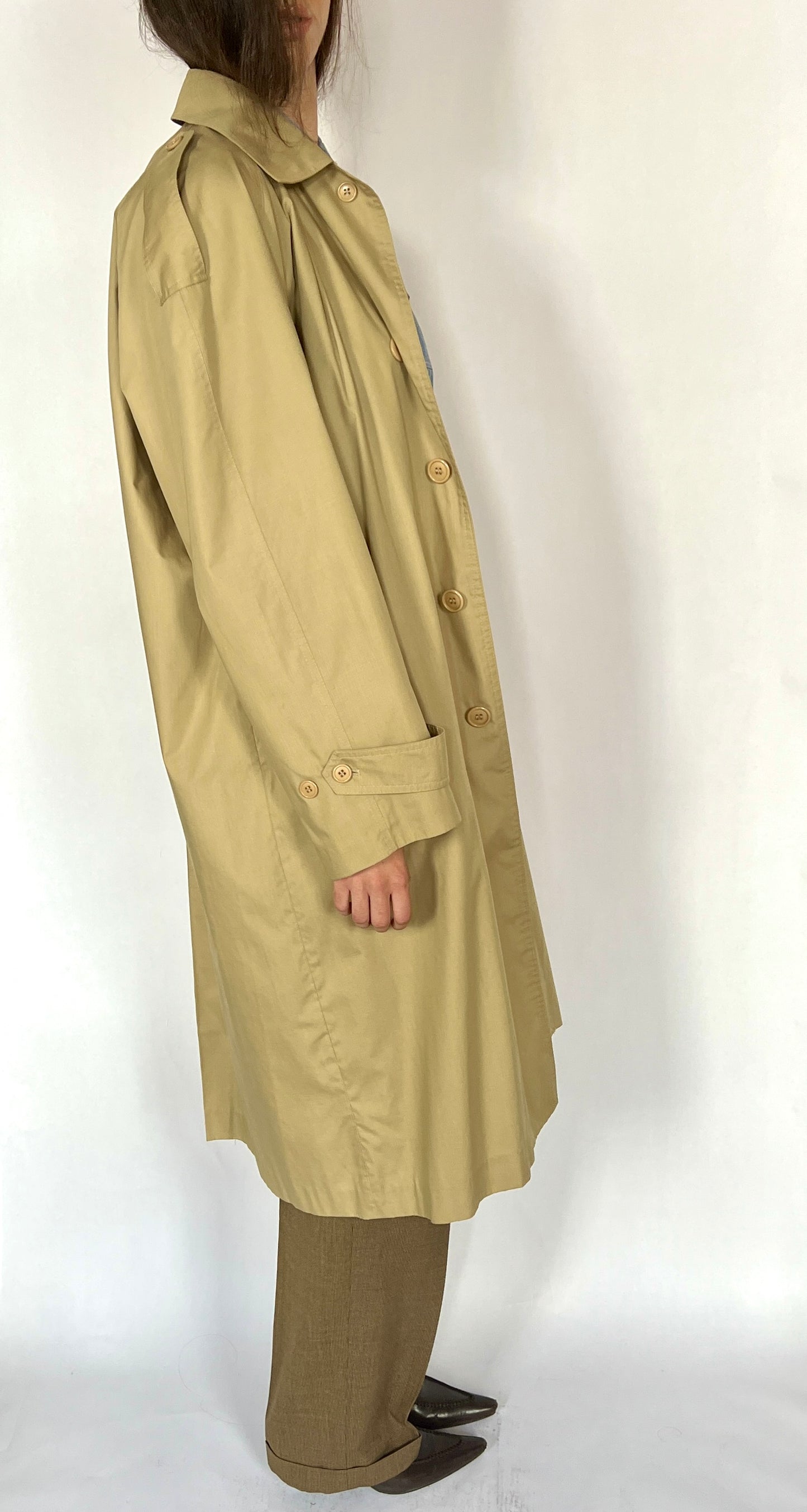 1980S YVES SAINT LAURENT OVERSIZED TRENCH COAT, PINE