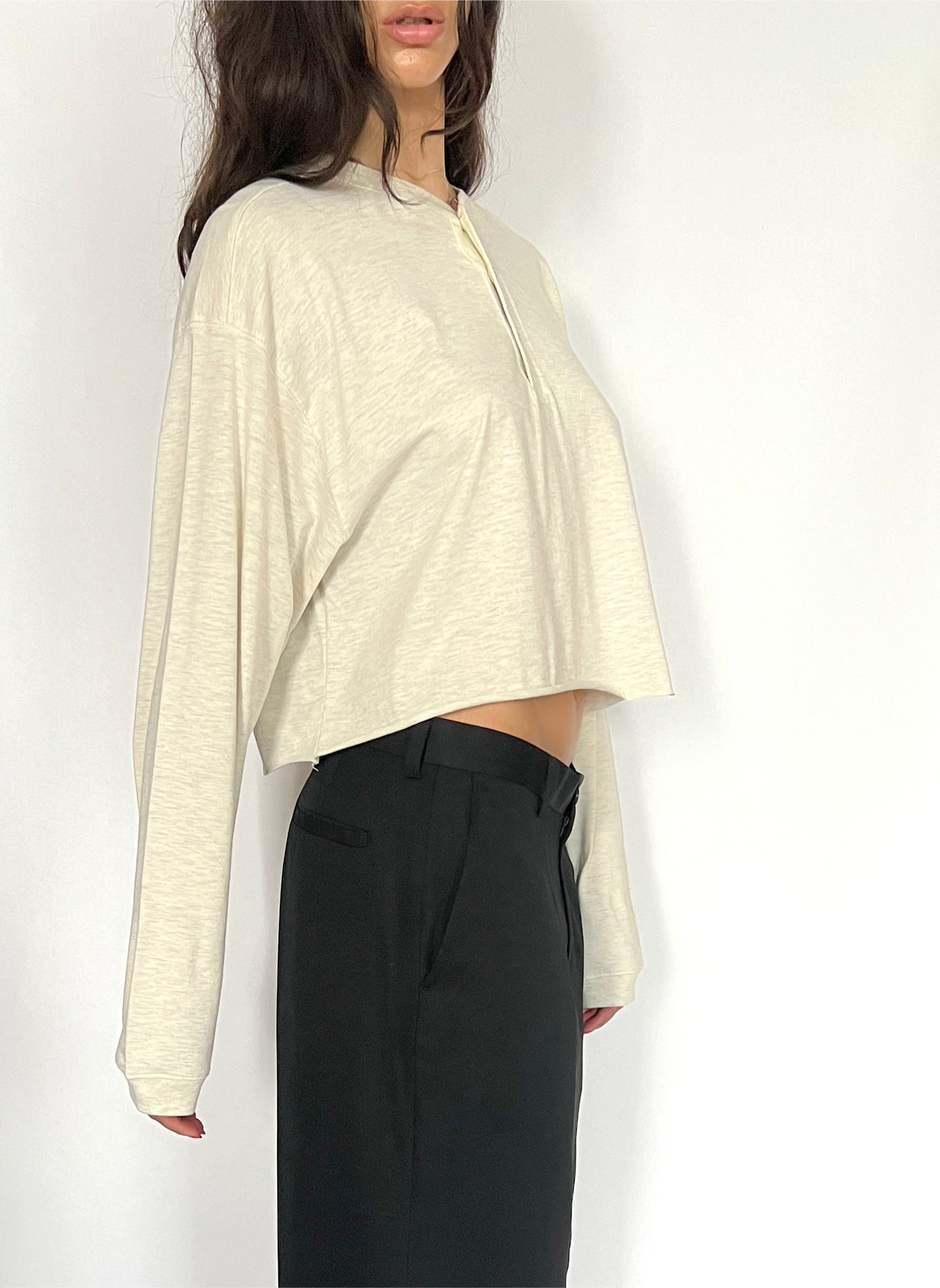 CUSTOM VTG COTTON PULLOVER, SILT.  CROPPED