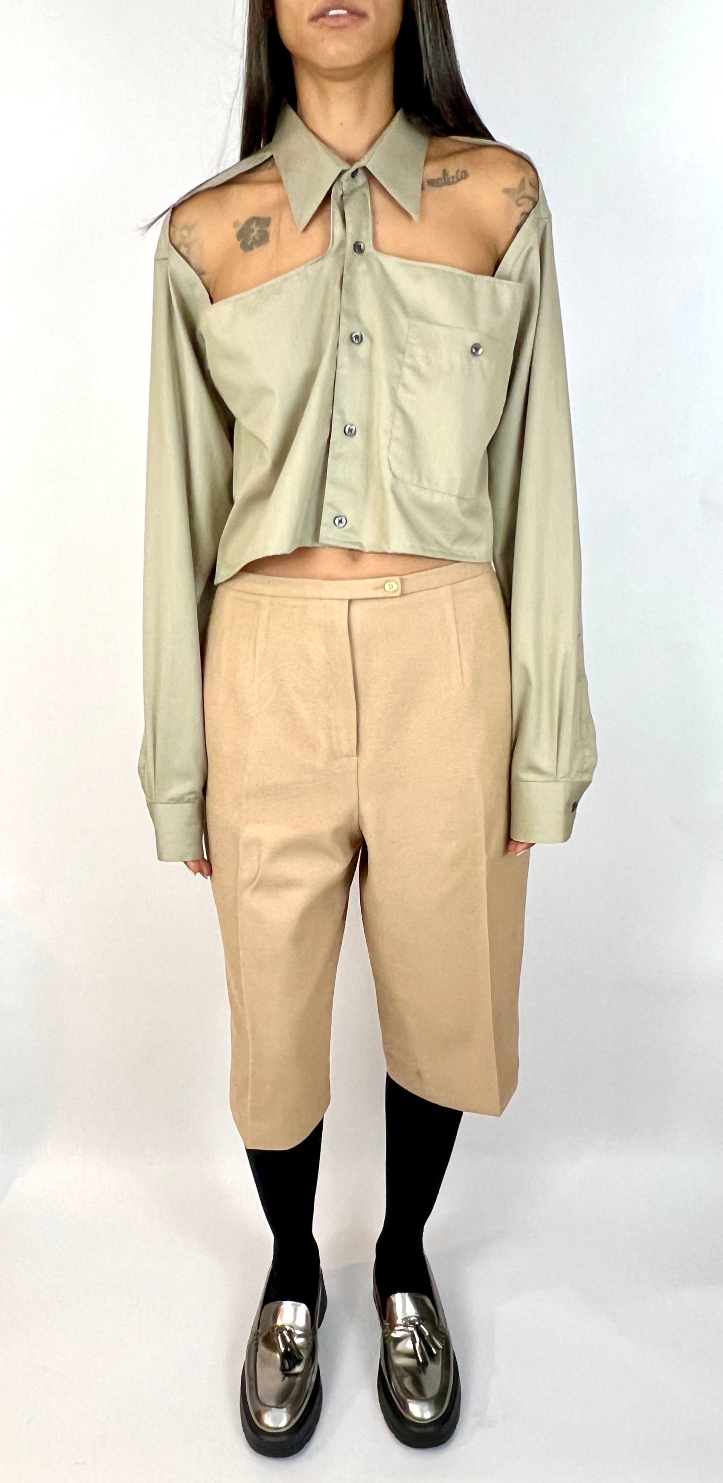 CUSTOM VTG CAMEL HAIR BOXY SUIT, CROPPED, LONG SHORTS. TRADITIONAL