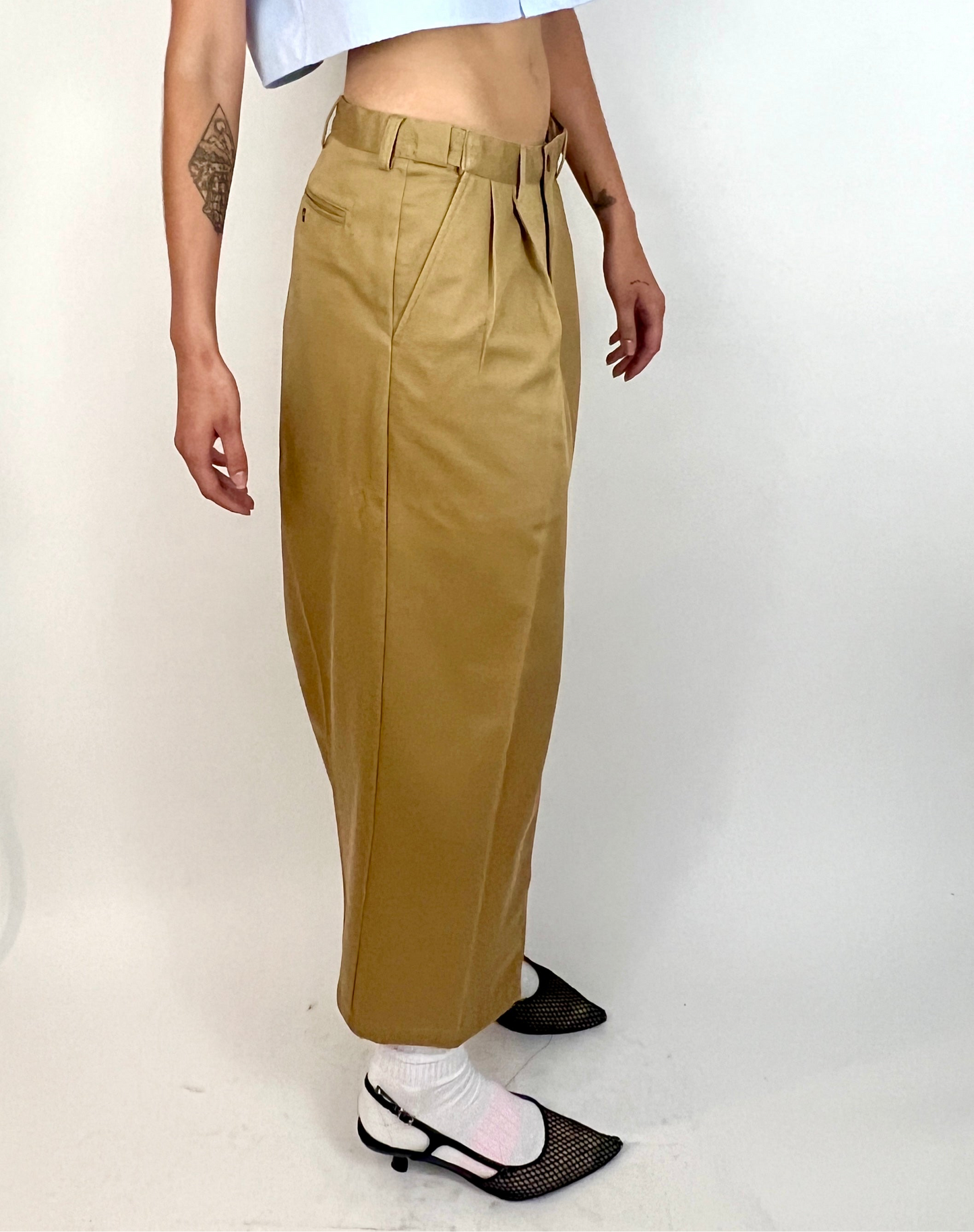 CUSTOM VTG COTTON TROUSER MAXI SKIRT, BRANCH