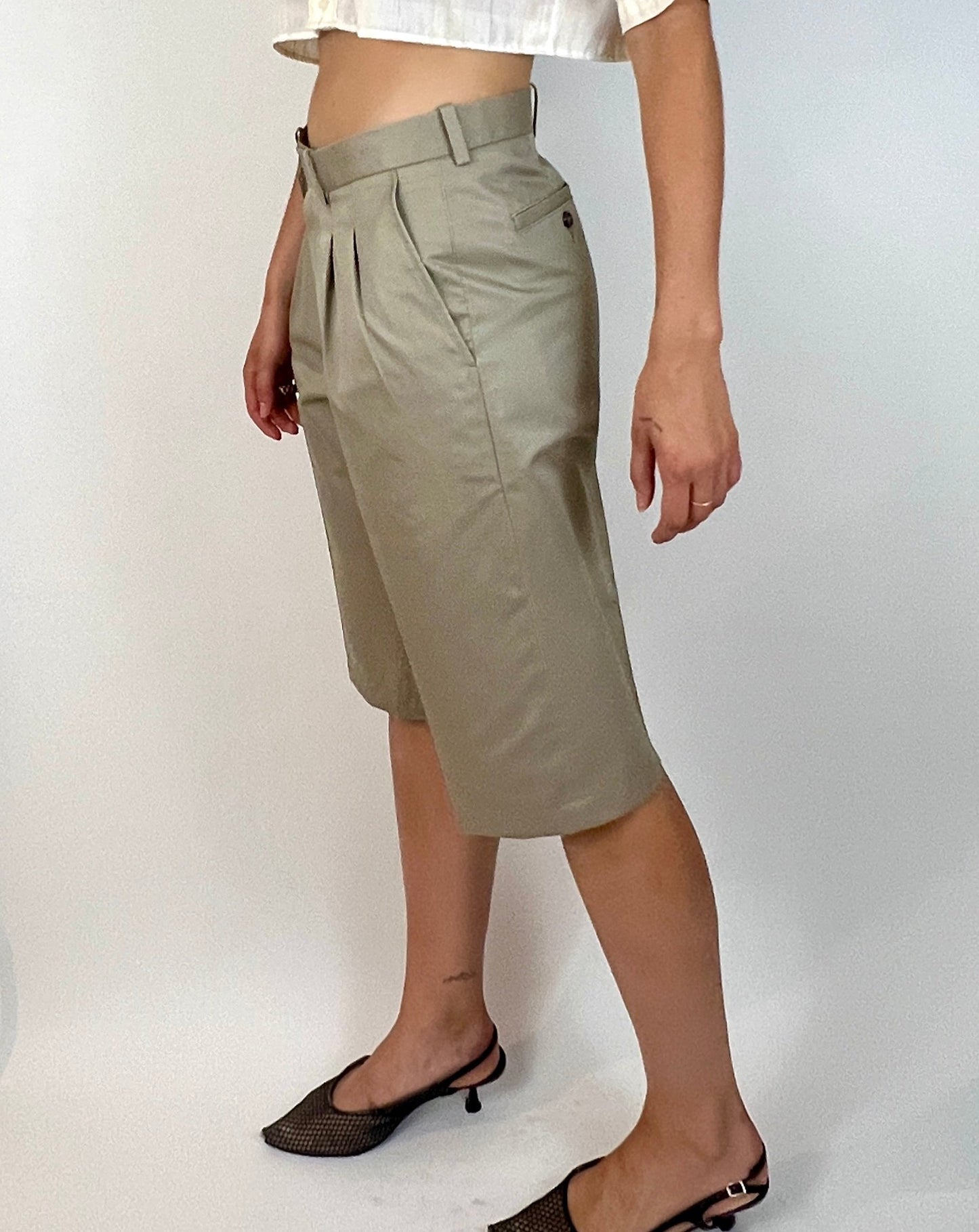 CUSTOM VTG COTTON WIDE LEG LONG SHORTS, WREN