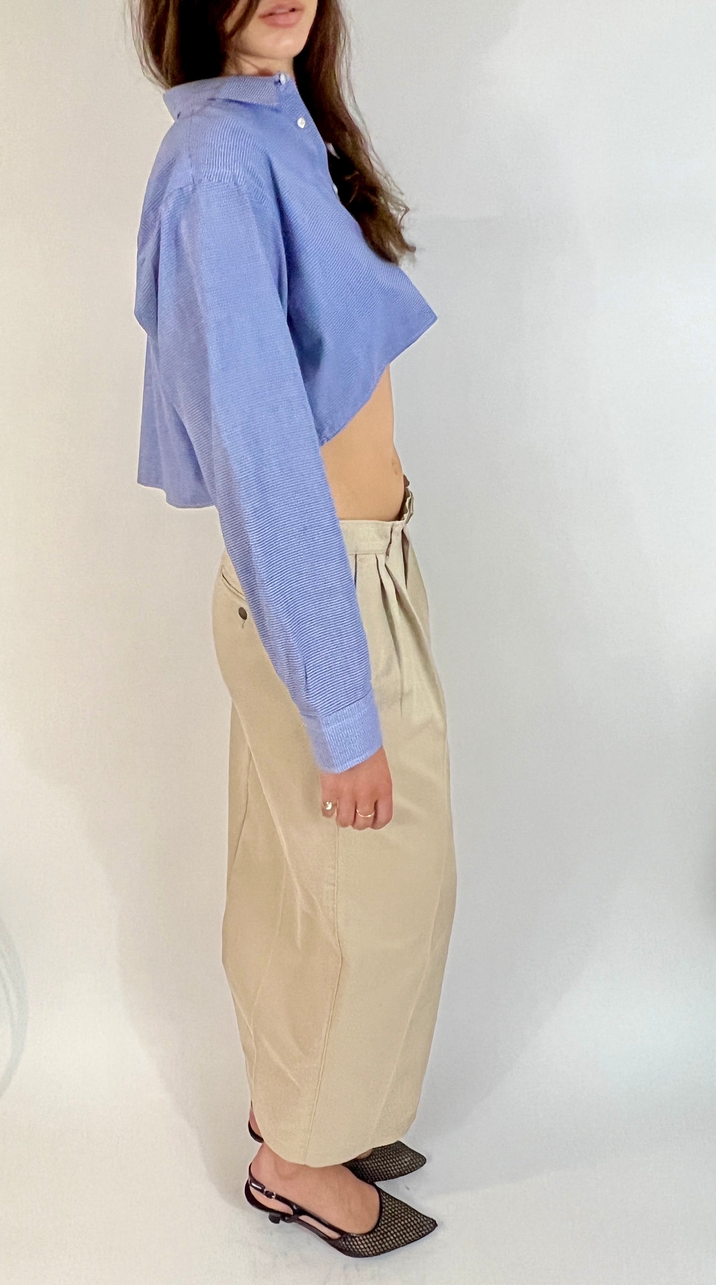 CUSTOM VTG TROUSER MAXI SKIRT, SEA OAT