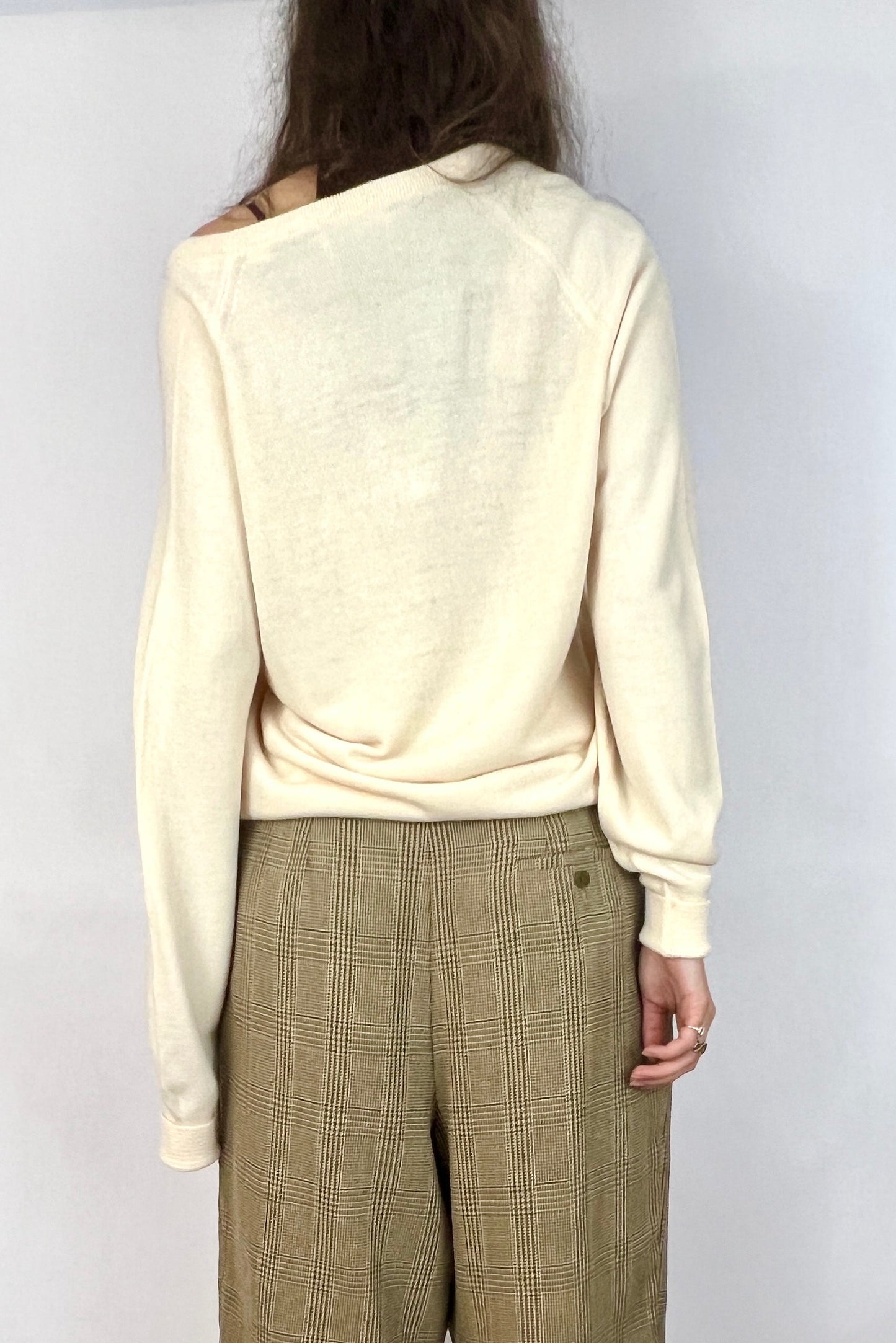 1980S CHRISTIAN DIOR V-NECK SWEATER, CUSTARD