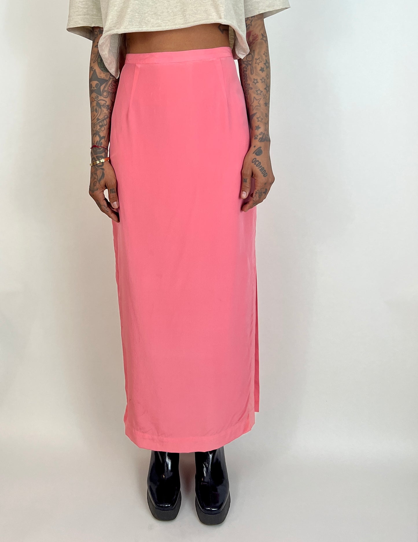 STRUCTURED SILK MAXI SKIRT