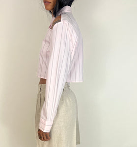 CUSTOM VTG OXFORD, CUT-OUT PINK STRIPE