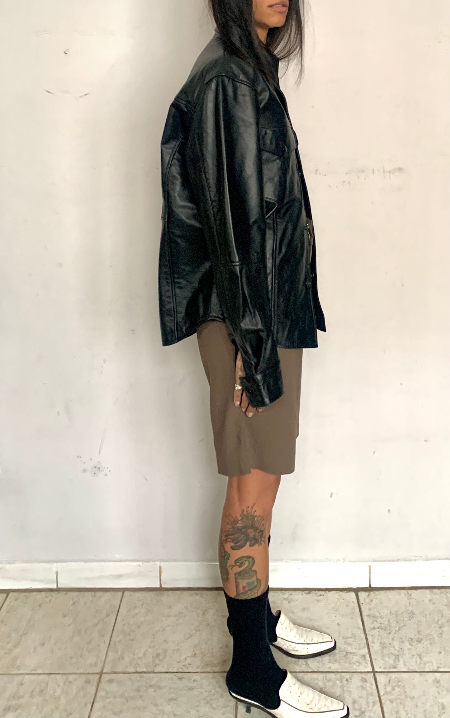 SALVAGED LEATHER SHACKET