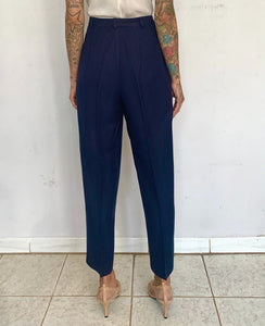 HIGH RISE PLEATED LINEN TROUSERS