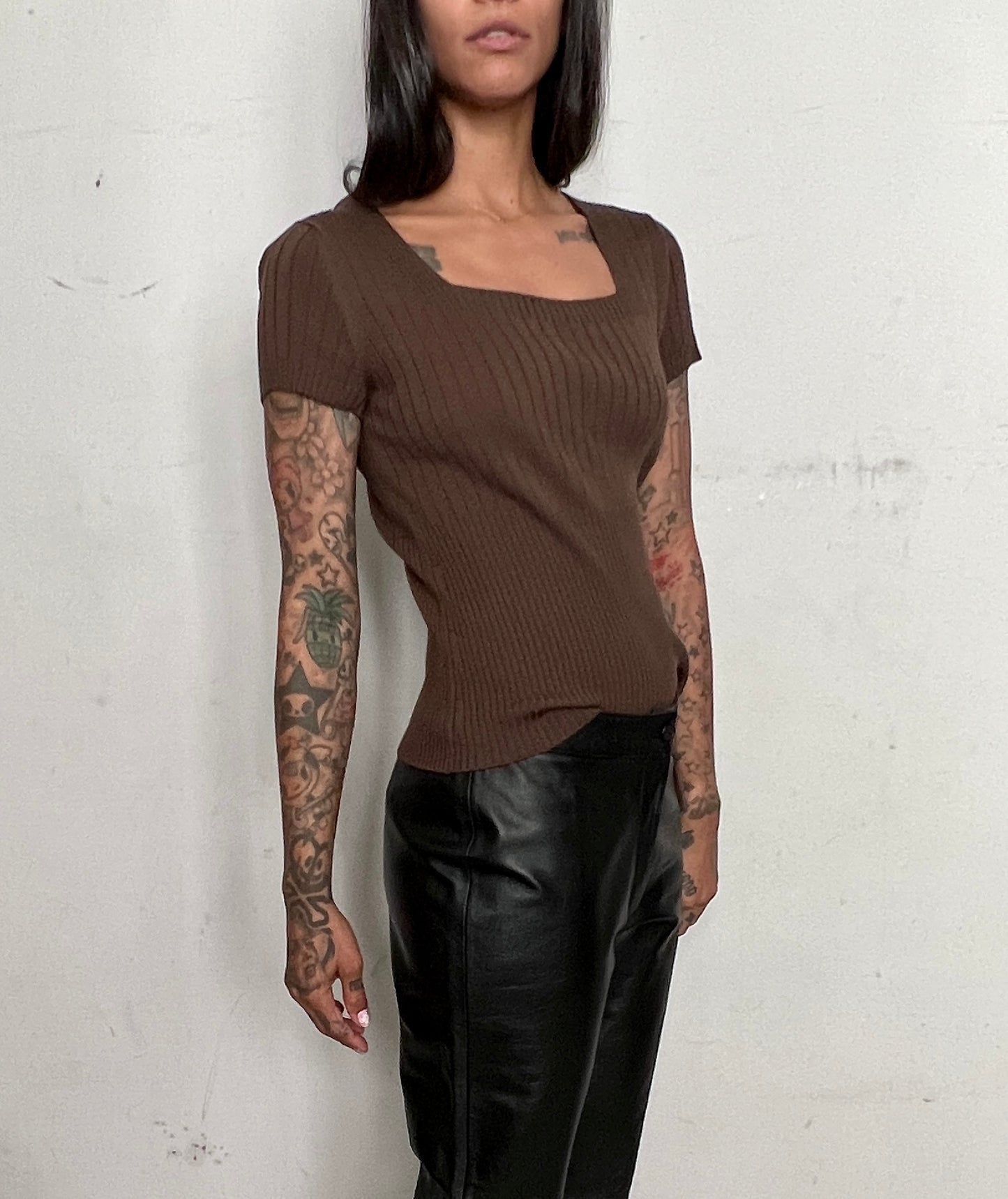 SILK RIBBED BODY CON TOP