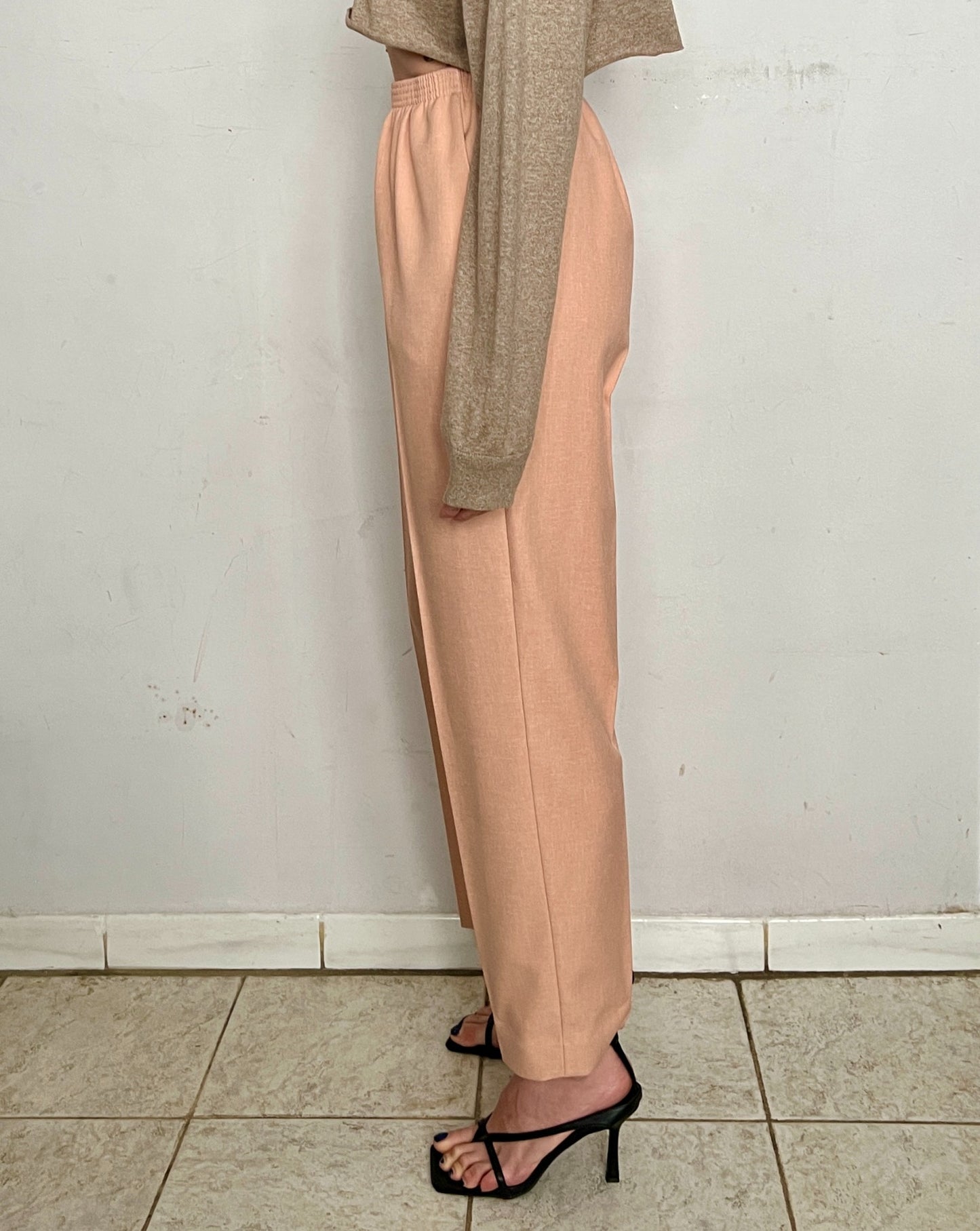 HIGH WAIST PRESSED TROUSERS, SMOKEY PEACH