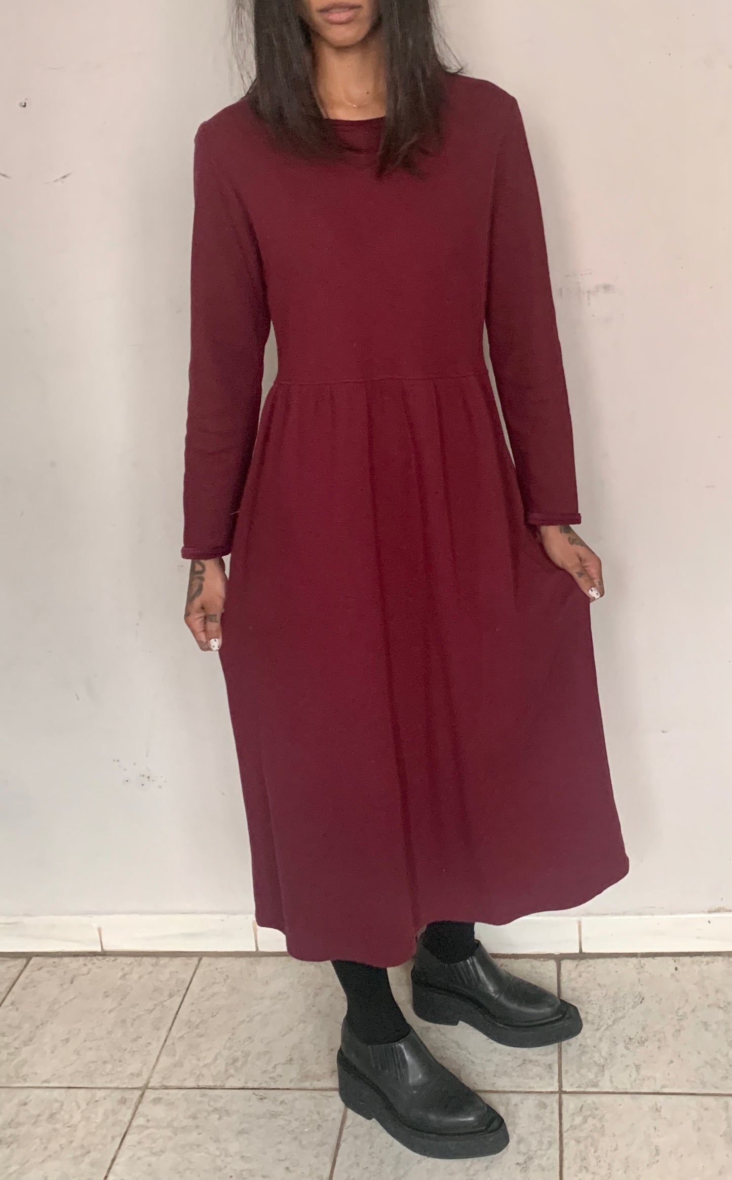 COTTON MAXI DRESS, AUBERGINE