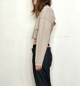CUSTOM OPEN-BACK CROPPED THERMAL HENLEY
