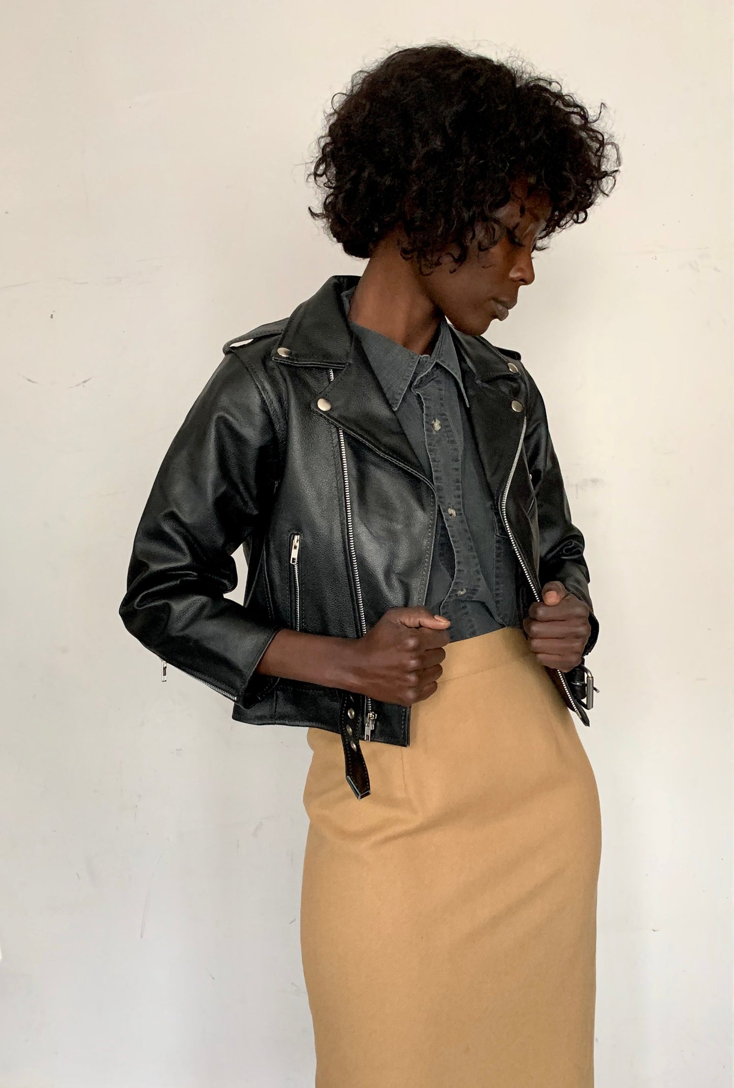 SALVAGED LEATHER CROPPED MOTO JACKET, JETT