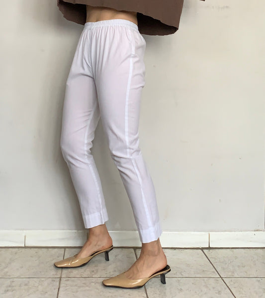 SNOWY HIGH RISE ELASTIC TROUSERS