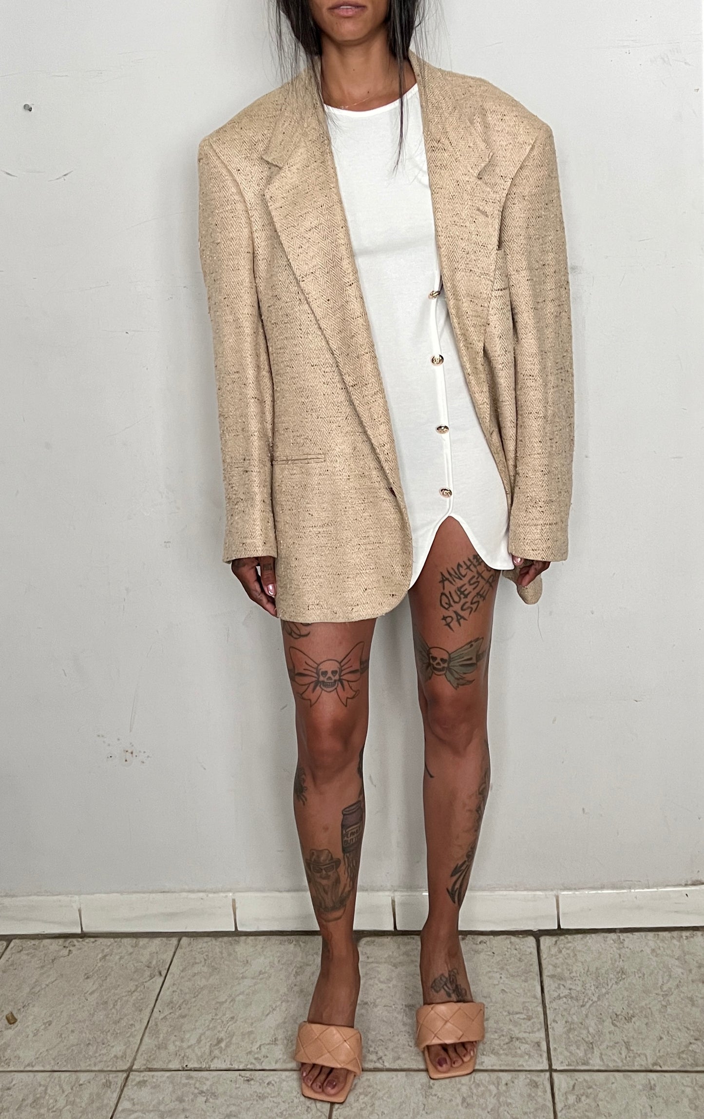 VINTAGE YSL OVERSIZED BLAZER, FLAN